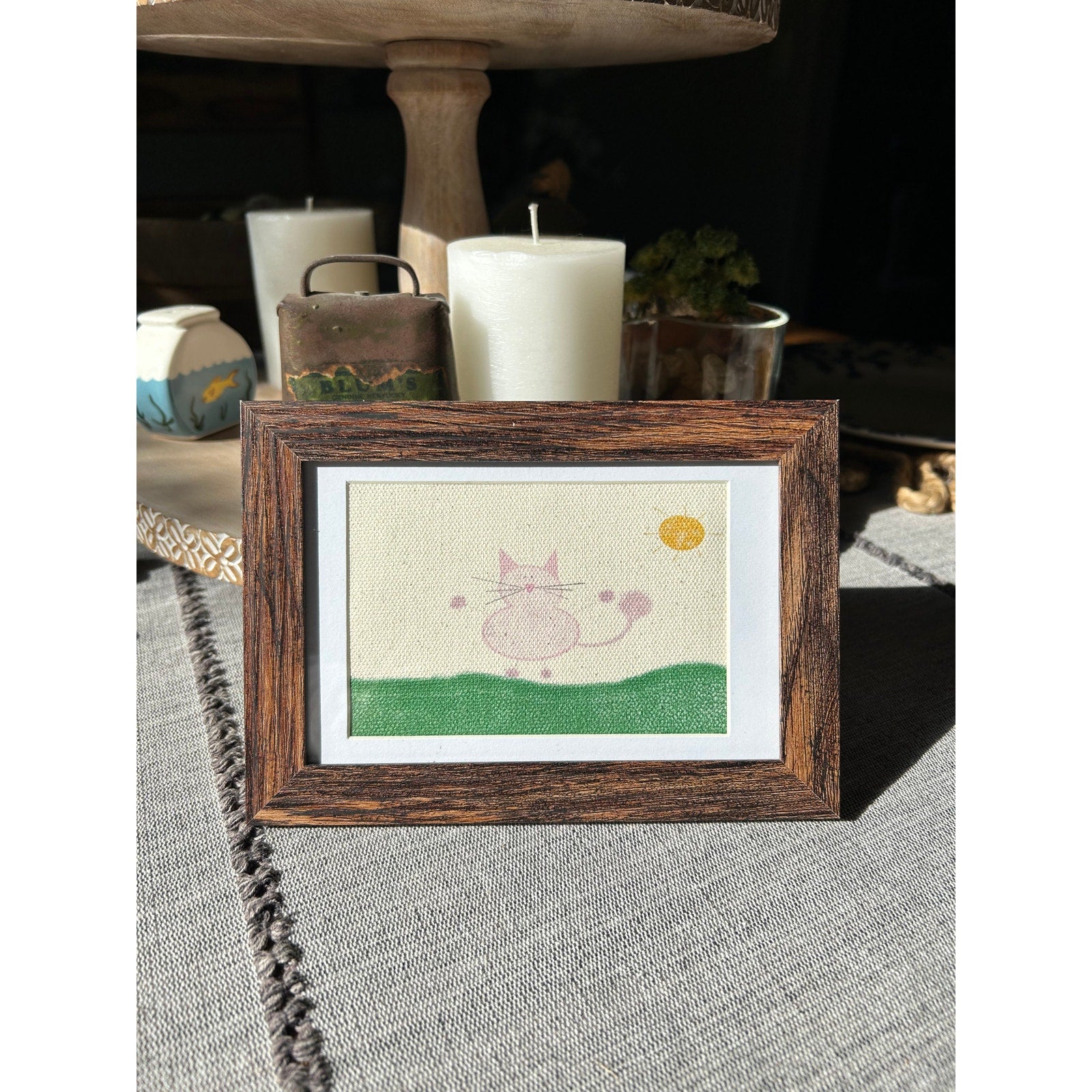 Kitty Cat Mini Picture Frame 6 x 4 Original Wall Art Canvas Marie on the Meadow