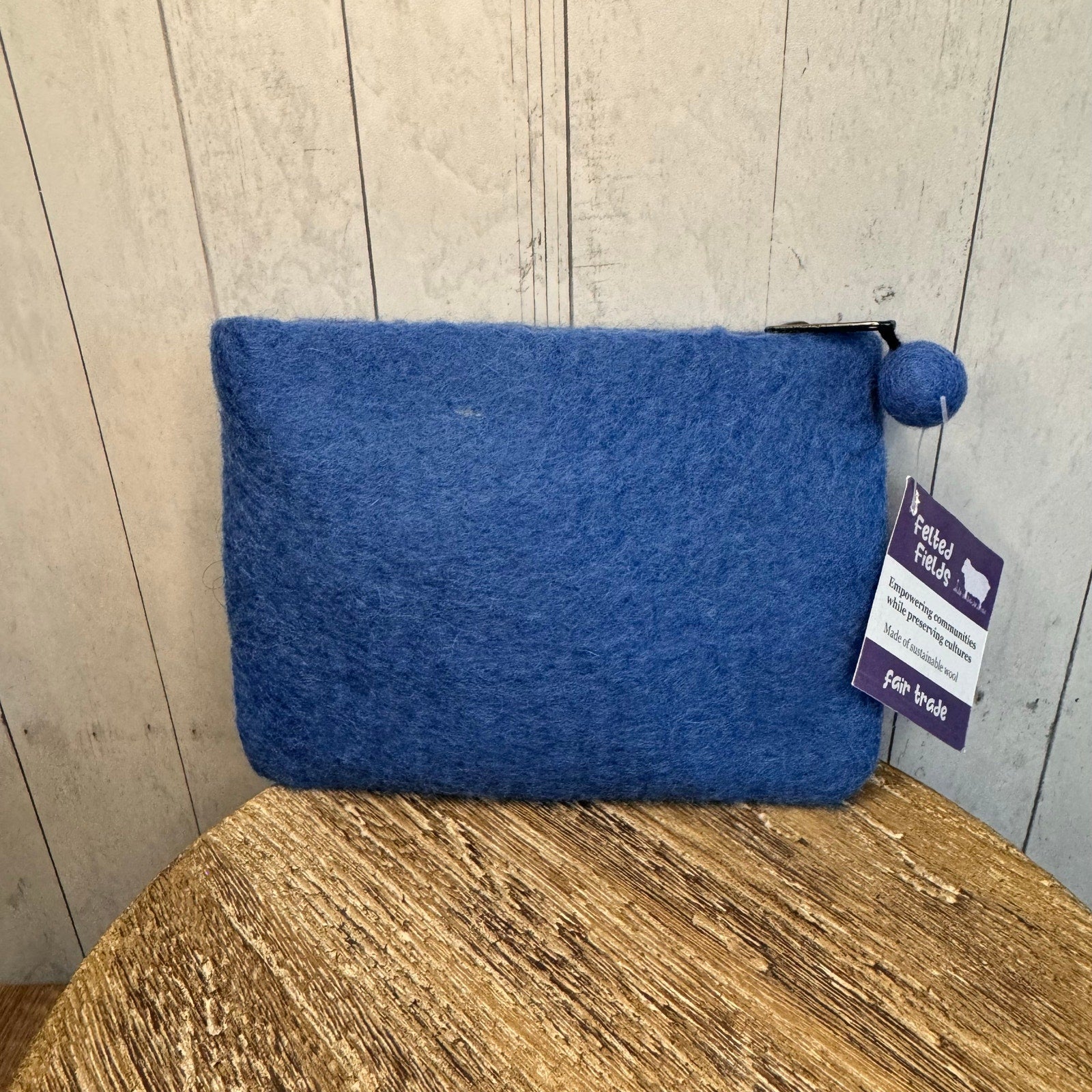 Felted Wool Blue Wallet Pouch Blue Heron Bird Lover Makeup Bag New FAST SHIP