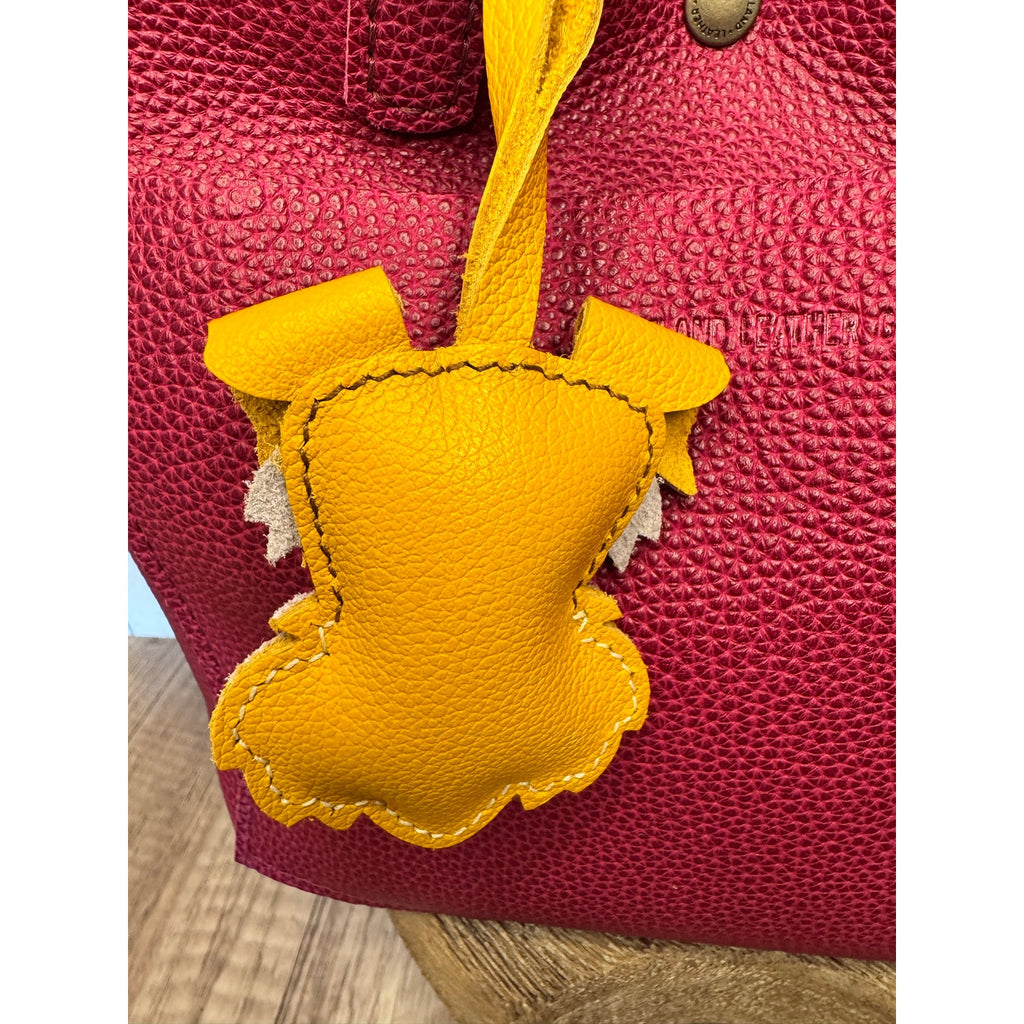 Genuine Leather Dog Purse Charm Yellow Schnauzer Bag Charm Purse Dog lover