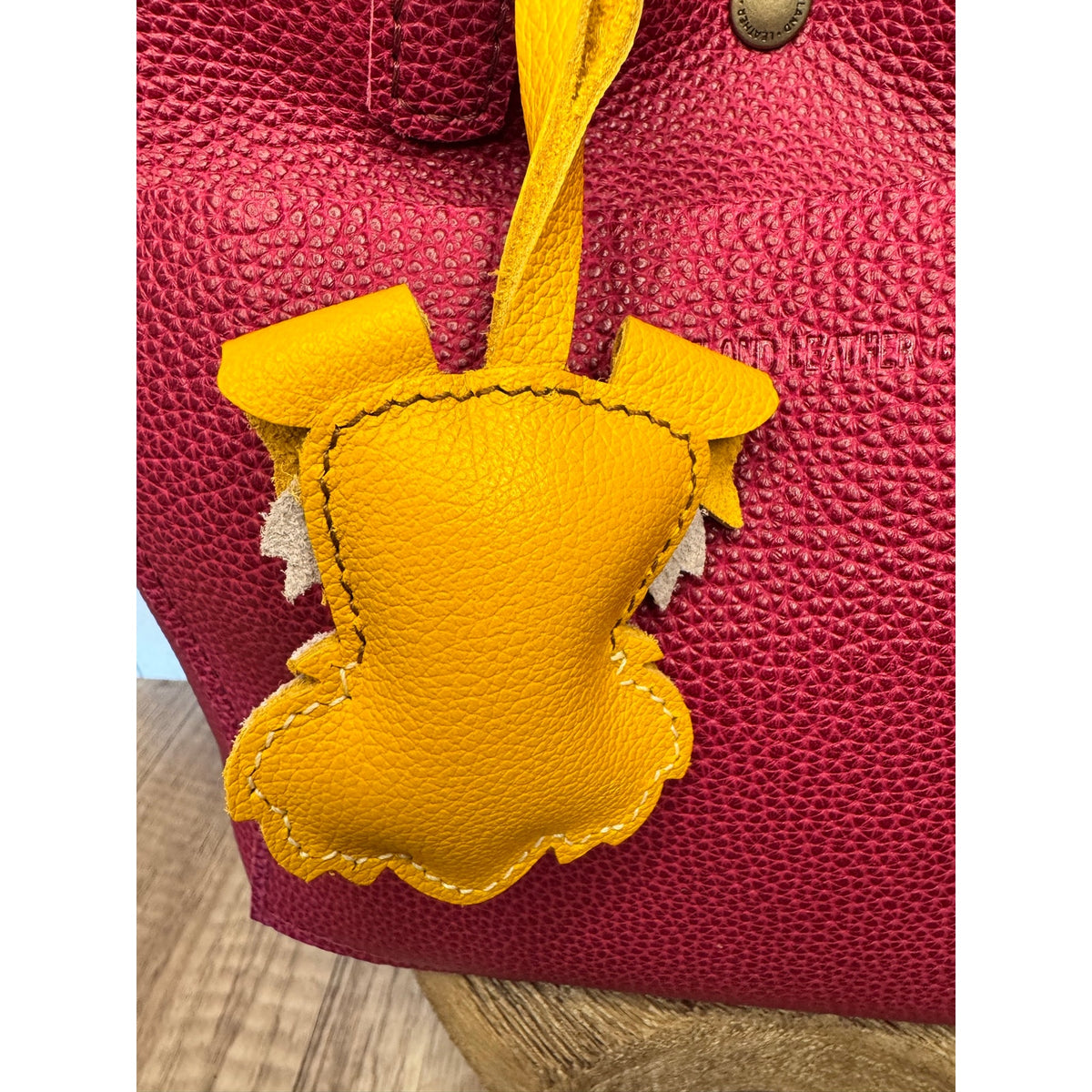 Genuine Leather Dog Purse Charm Yellow Schnauzer Bag Charm Purse Dog lover