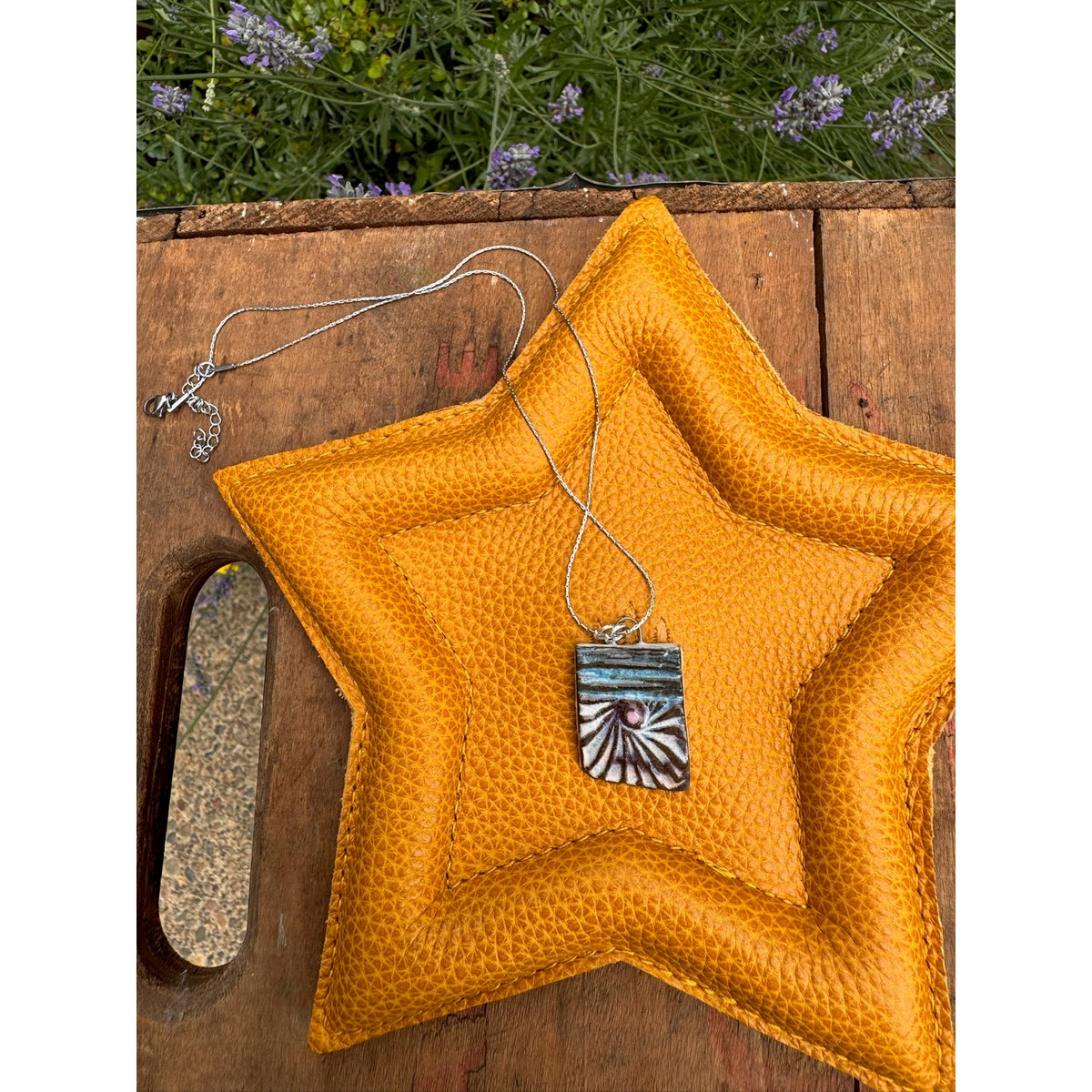 Kiln Fired Sunburst Boho Pendant Necklace Handcrafted Boho Necklace Jewelry