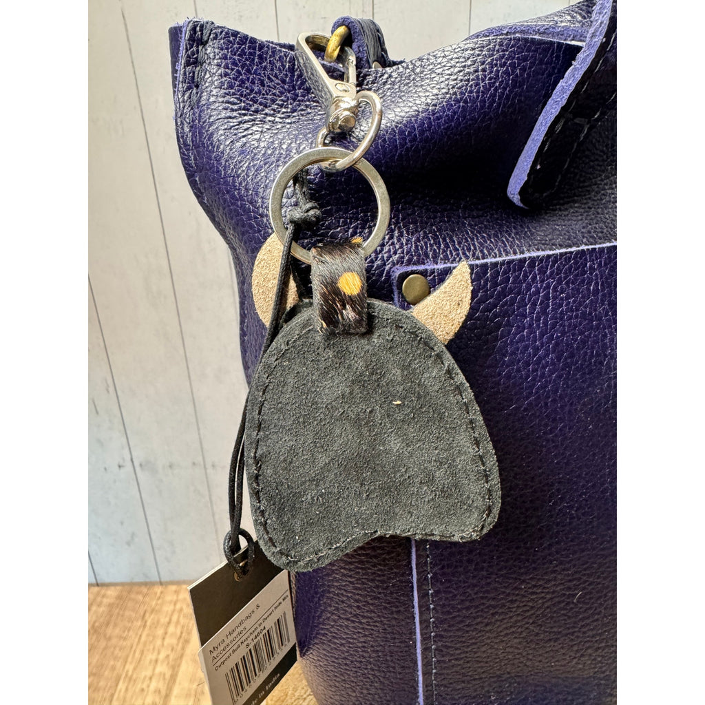 Cute Spotted Cow Purse Charm Farm Animal Western Genuine Leather Bag Charm
