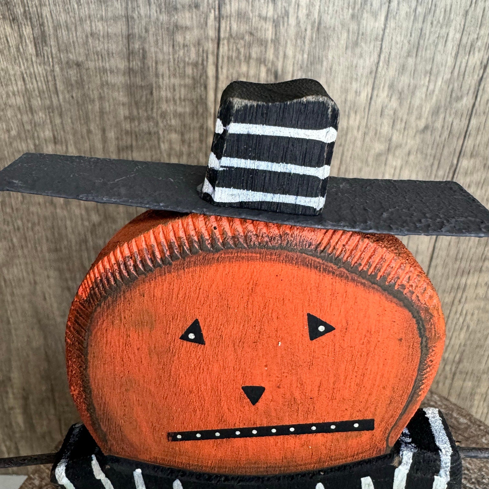 Rustic Halloween Jack O Lantern Home Decor Sitter Wood Pumpkin Fall FAST SHIP NEW