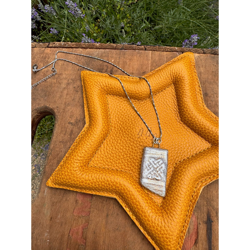 Ceramic Off White Pendant Necklace Handcrafted Jewelry Neutral Necklace
