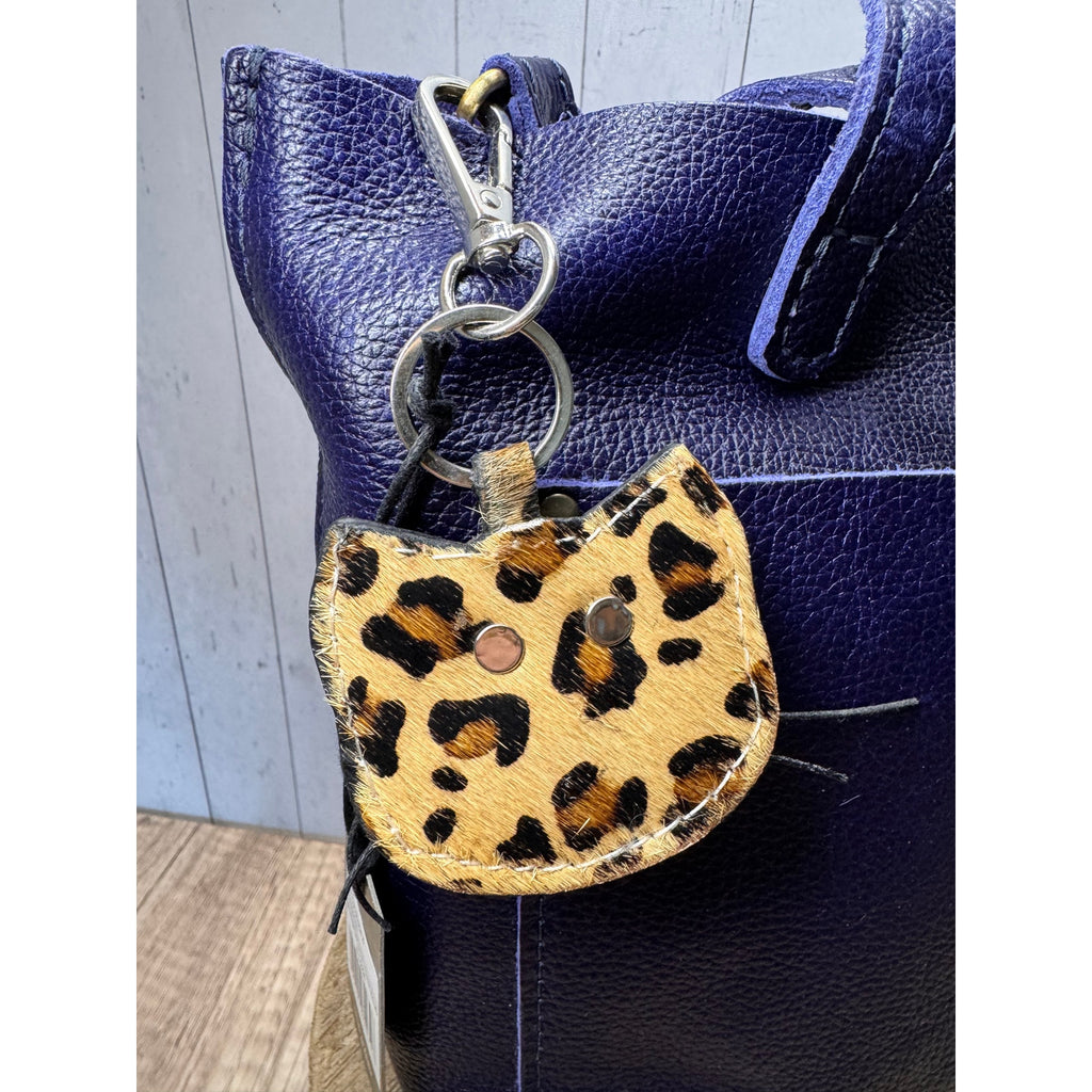 Cute Cat Purse Charm Kitty Cat Lover Genuine Leather Bag Charm