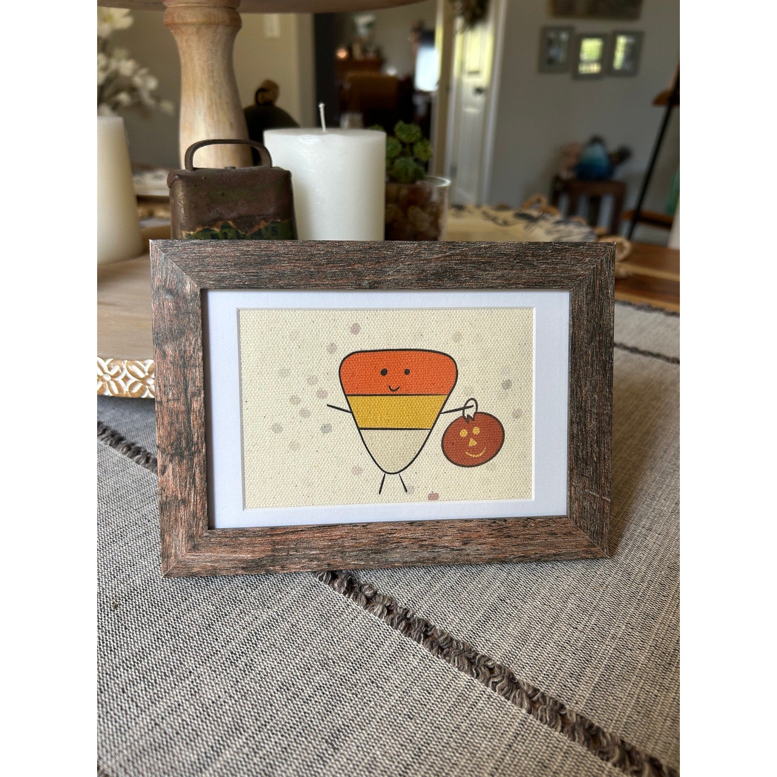 Candy Corn Halloween Mini Picture 6 x 4 Original Wall Art Canvas Fall Decor