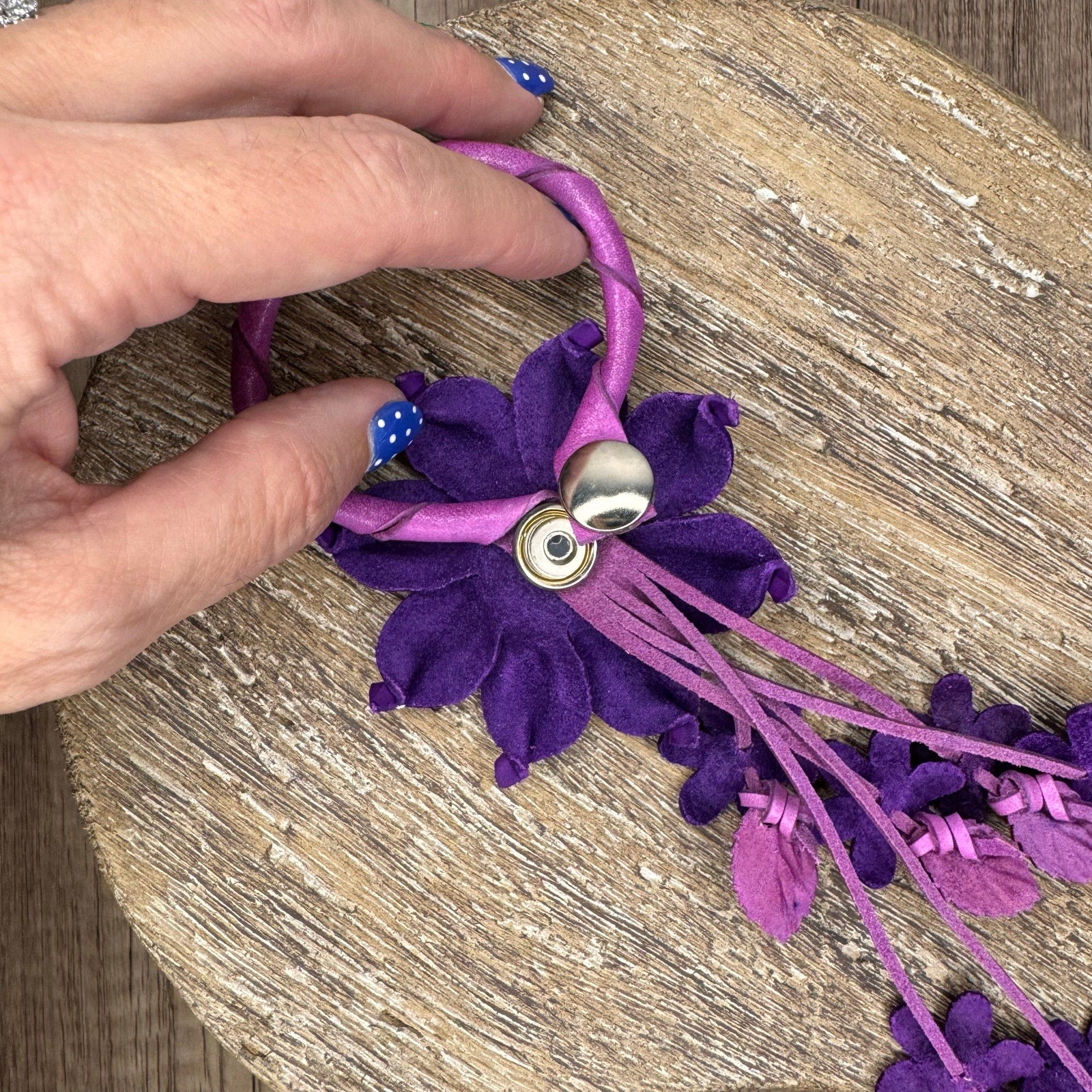 Genuine Leather Flower Purse Charm Leather Purple Spring Bag Charm NEW FAST SHIP
