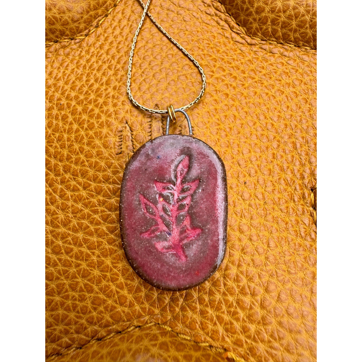 Kiln Fired Ceramic Oval Pendant Necklace Ceramic Made in Oregon