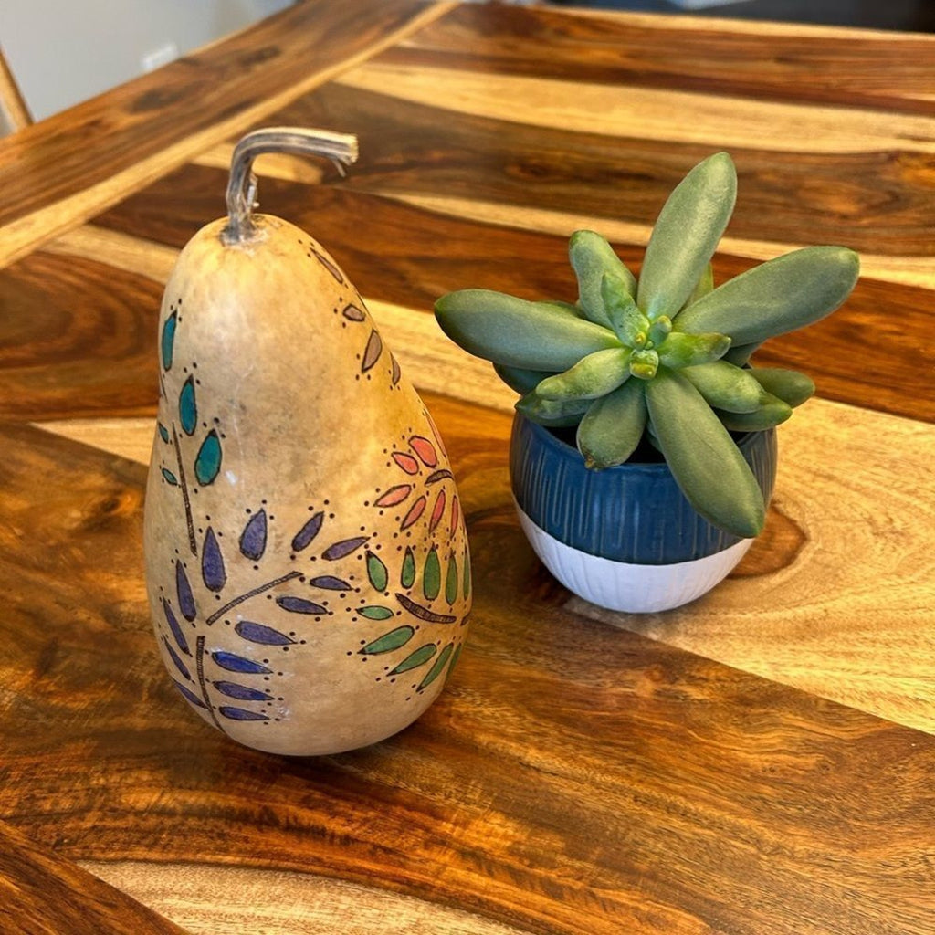 Gourd Home Decoration Custom Designed Woodburning and Painted Gourd Boho Home