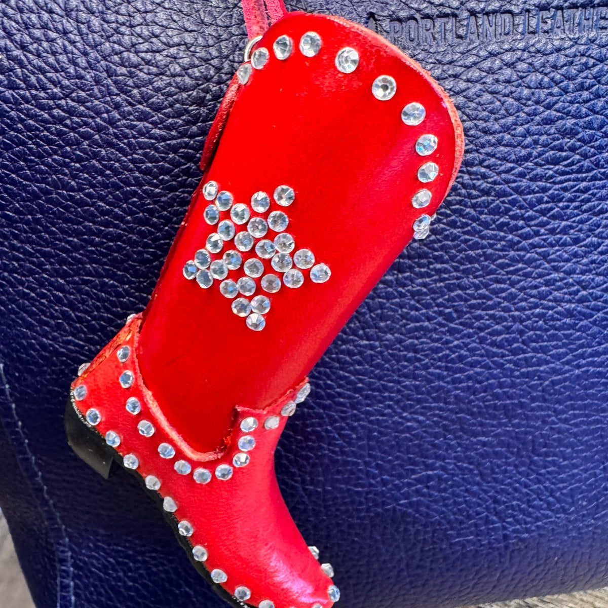 Western Genuine Leather Purse Charm Red Cowboy Boot Bag Charm NeW FAST SHIP