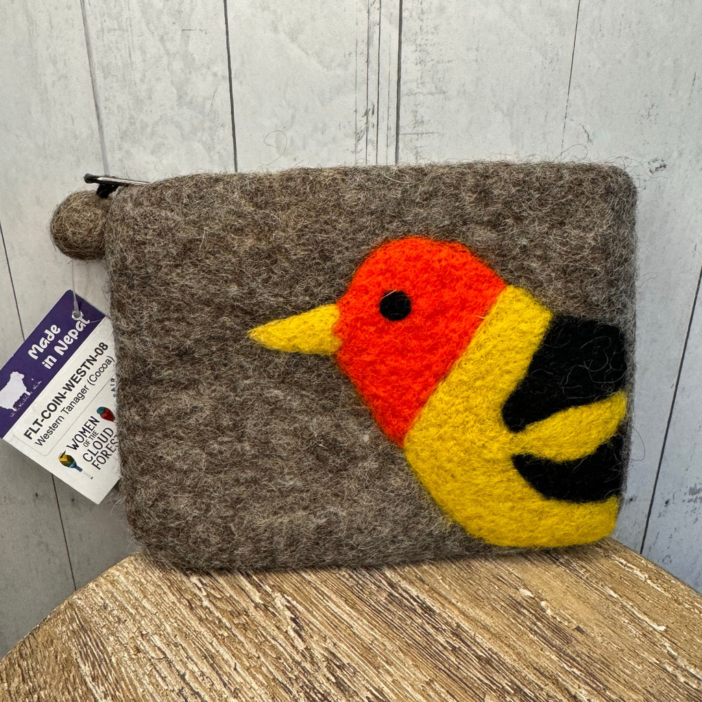 Felted Wool Brown Wallet Pouch Western Tanager Makeup Bag New FAST SHIP