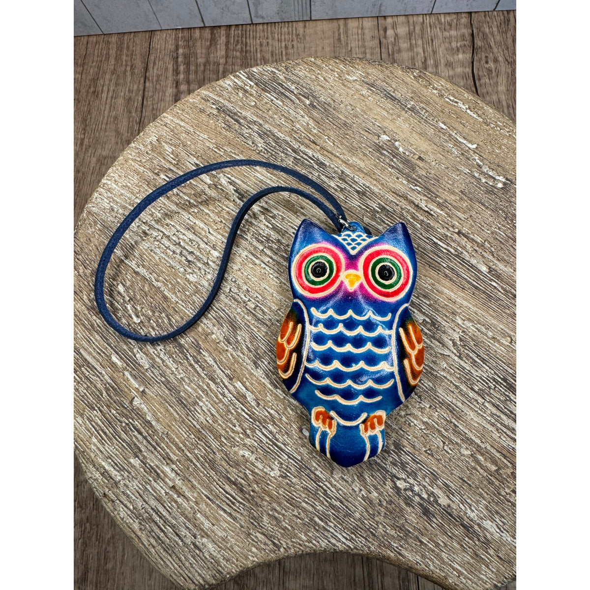 Owl Bag Charm Genuine Leather Hand Painted Barn Owl Bag Charm Owls Leather Farm