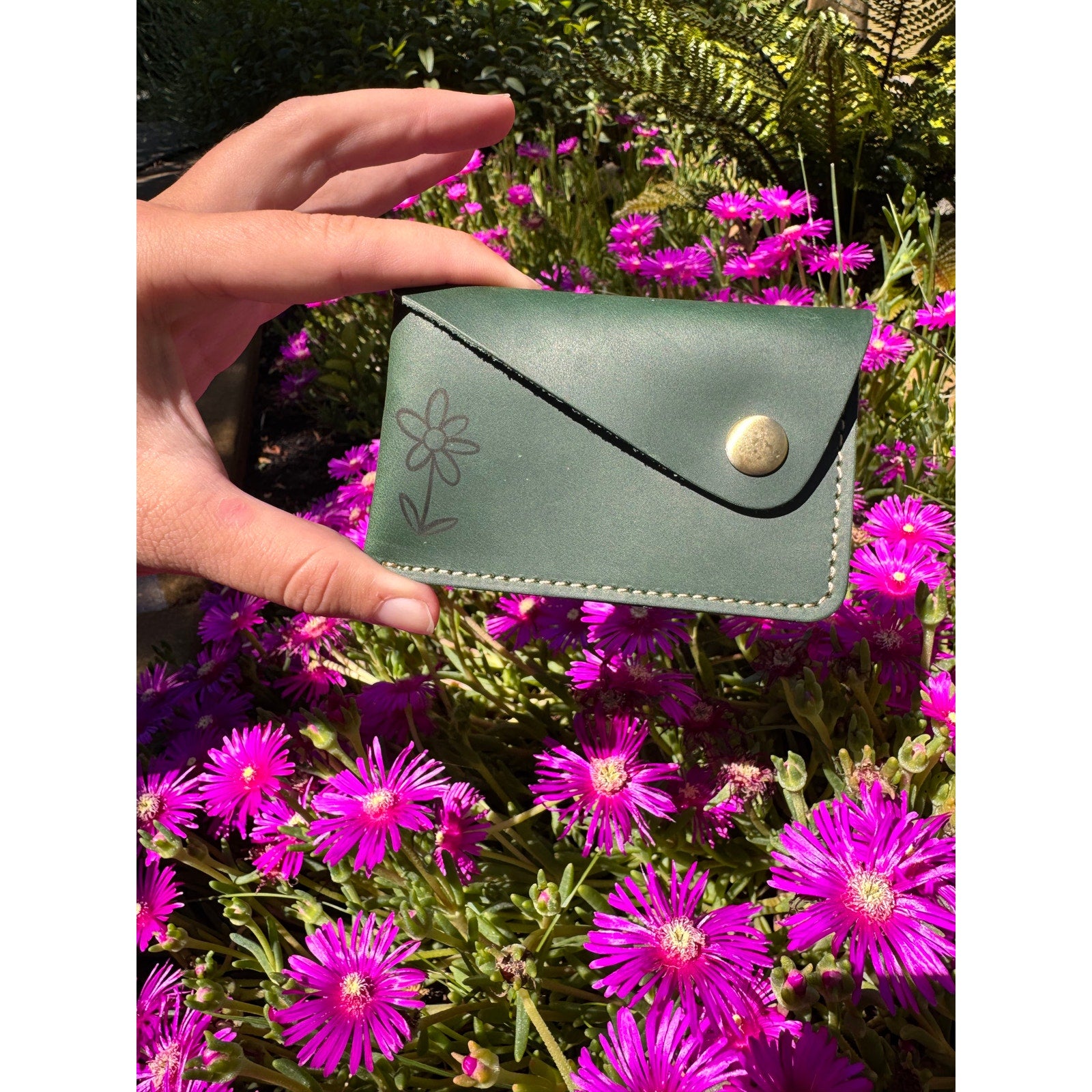 Genuine Leather Wallet  DARK GREEN Credit Card Holder Wallet NEW FAST SHIP