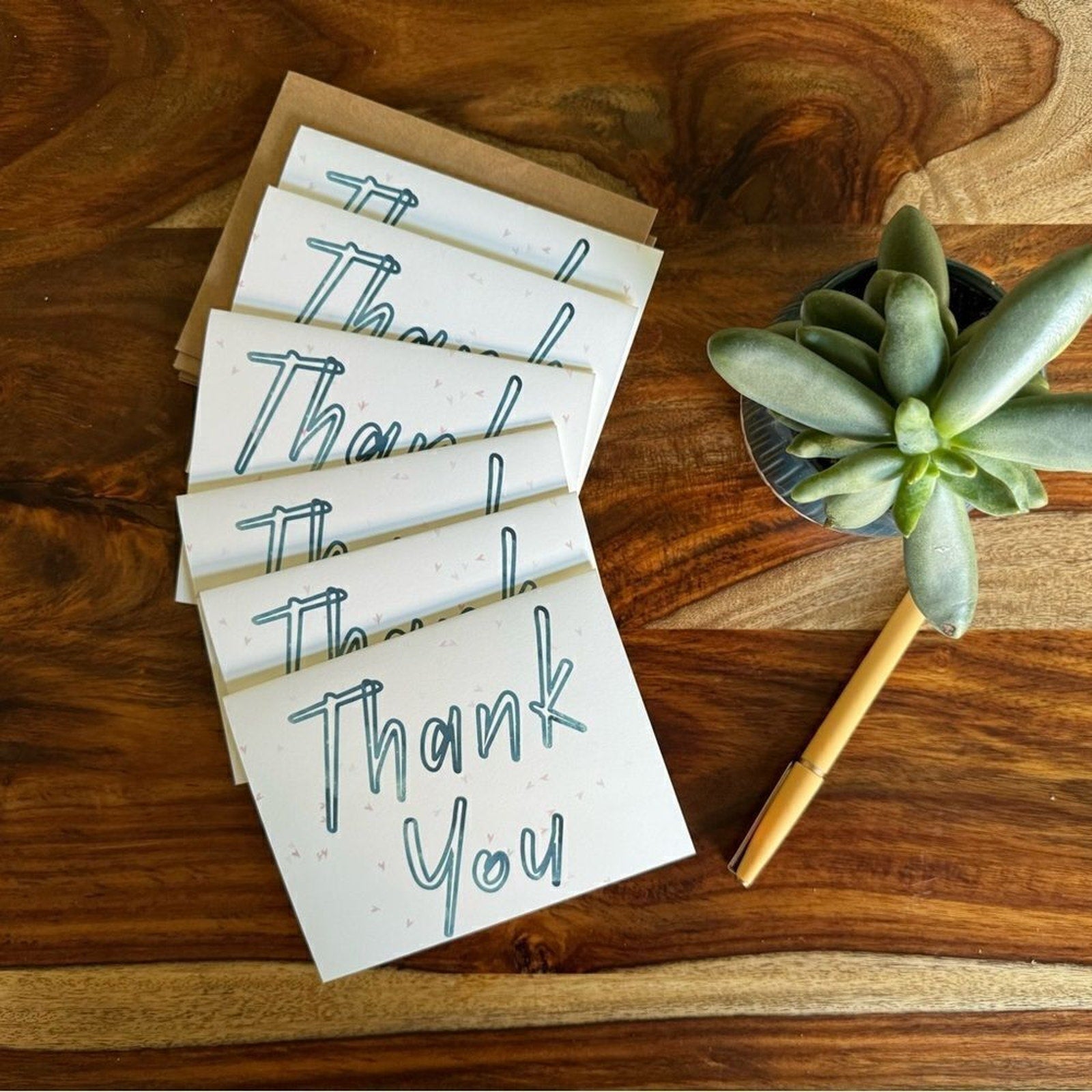 Thank You Cards Greeting Cards Blank Notes Set of 6 With Envelopes Handcrafted