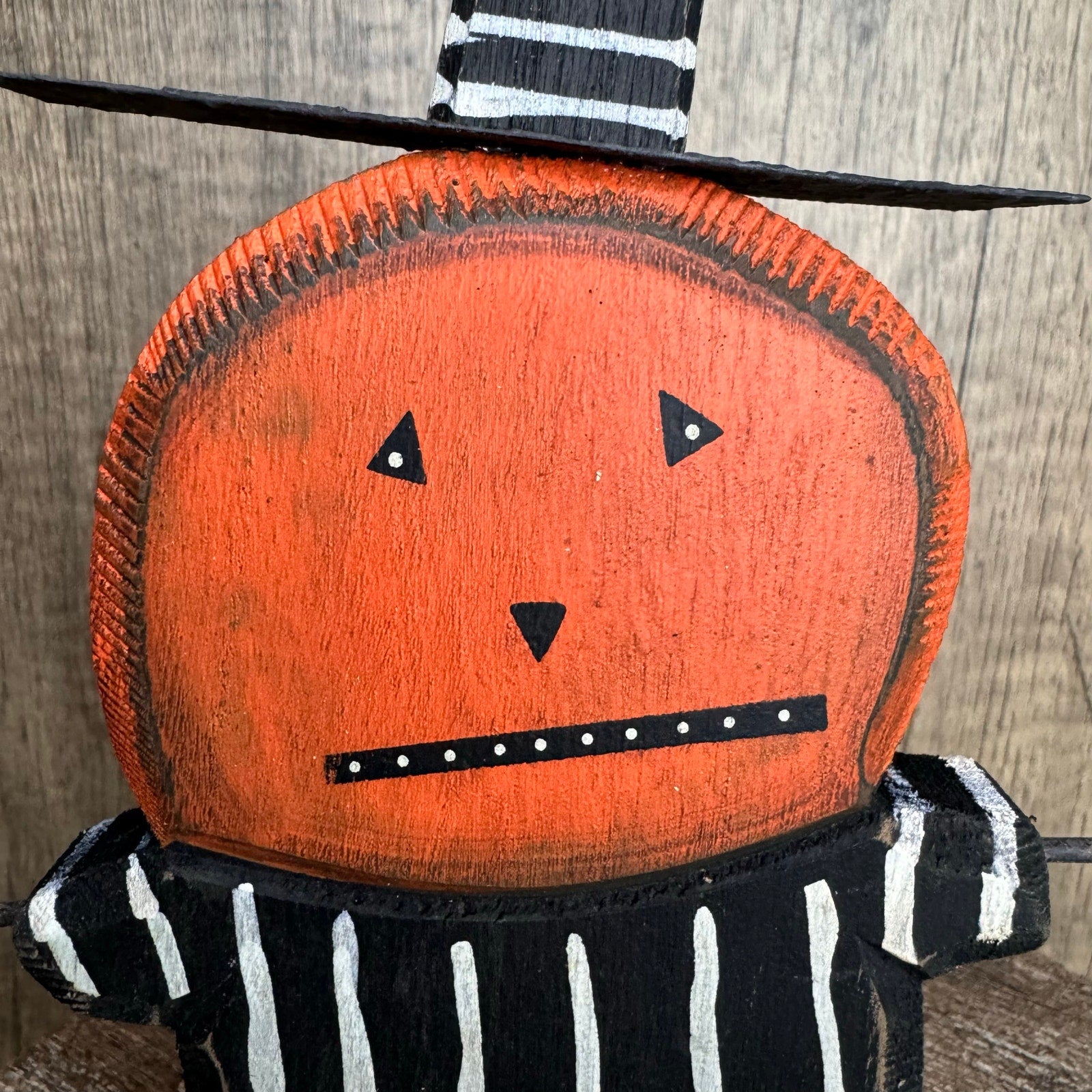 Rustic Halloween Jack O Lantern Home Decor Sitter Wood Pumpkin Fall FAST SHIP NEW