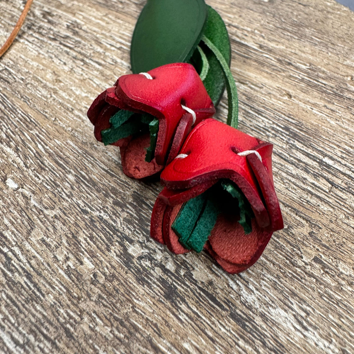 Genuine Leather Red Tulip Bag Charm Tulip Spring Red Flower Leather Charm