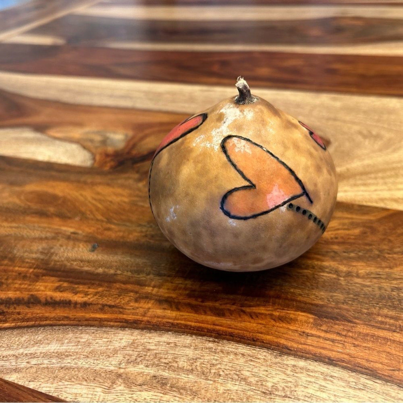 Gourd Home Decoration Custom Woodburning and Painted Gourd Boho… Pink Brown