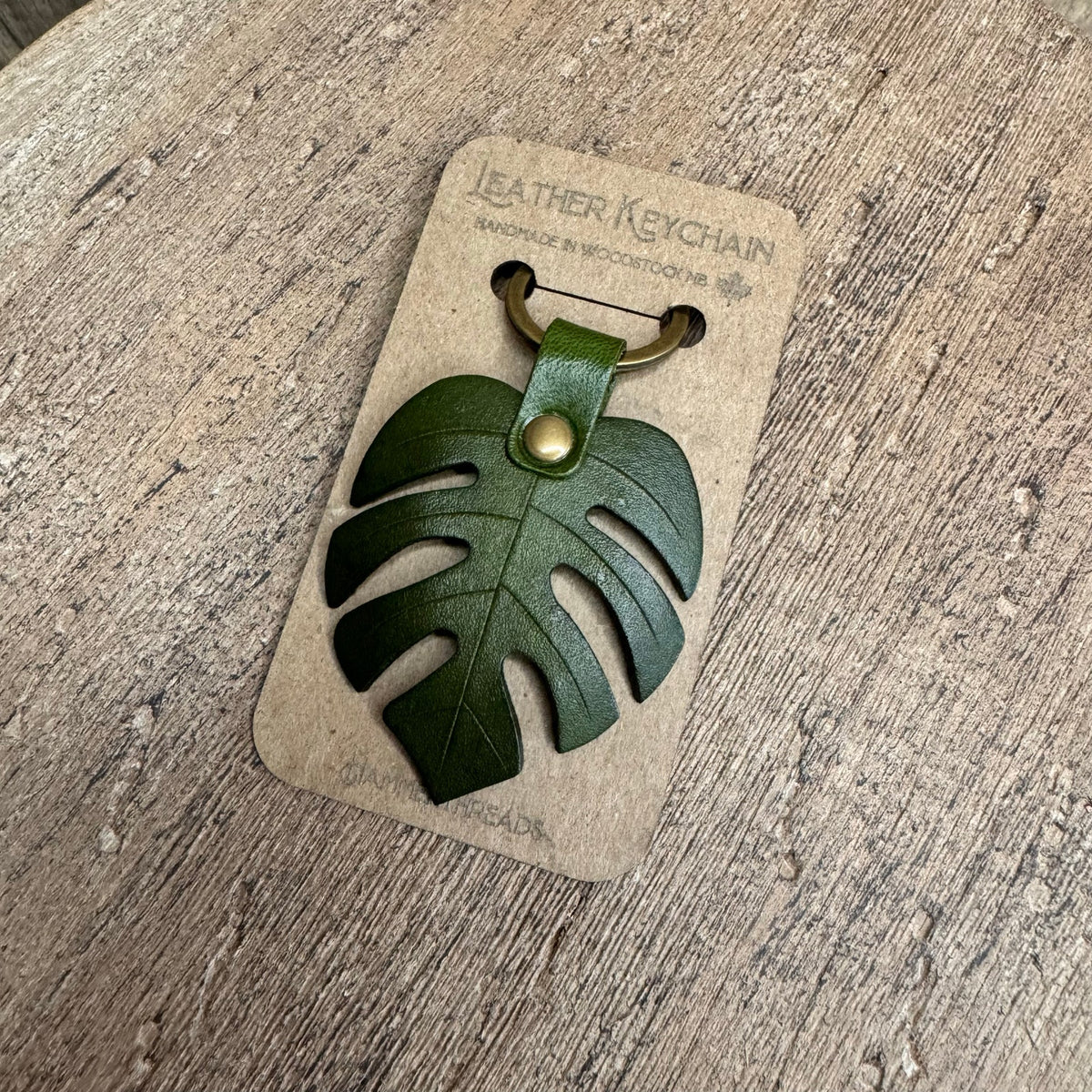 Leather Monstera Purse Charm Keychain Genuine Leather Crossbody Accessory NEW