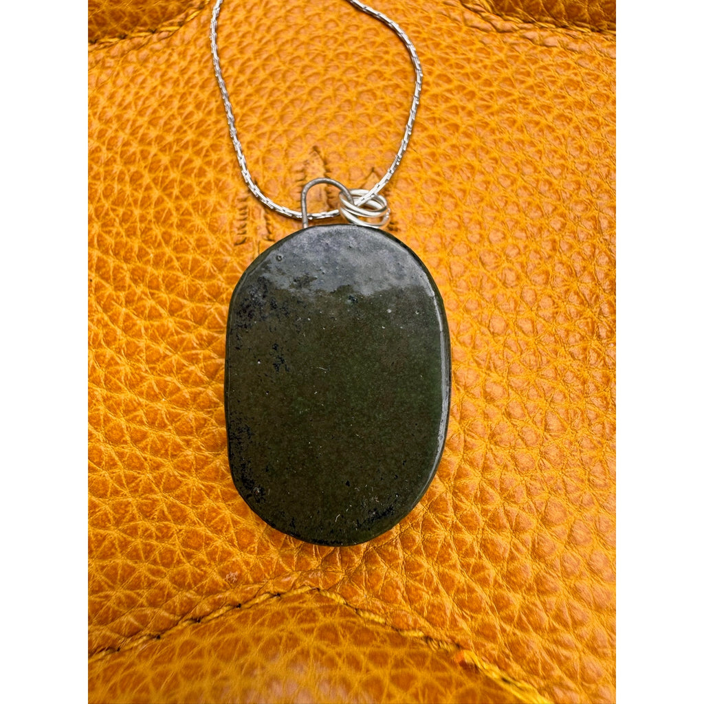 Kiln Fired Mirror Daisy Necklace Handcrafted Ceramic Pendant Jewelry Green