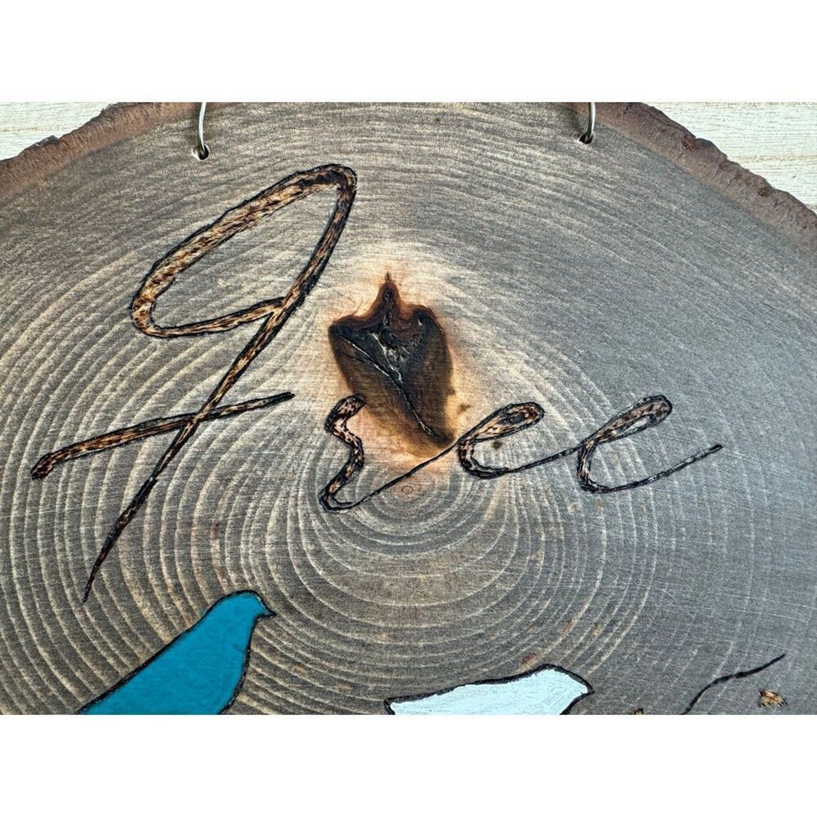 Bird Wall Art Wood Art Boho Home Decor Free Bird Blue Birds Woodburning NEW