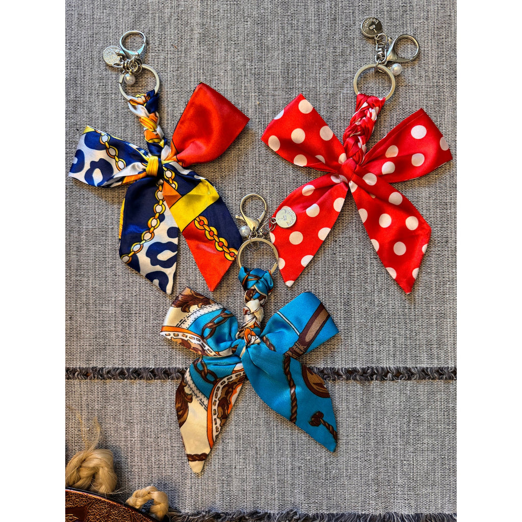 Set of 3 Bow Bag Charms Purse Charm Polka Dot Bow Keychain Purse Accessory