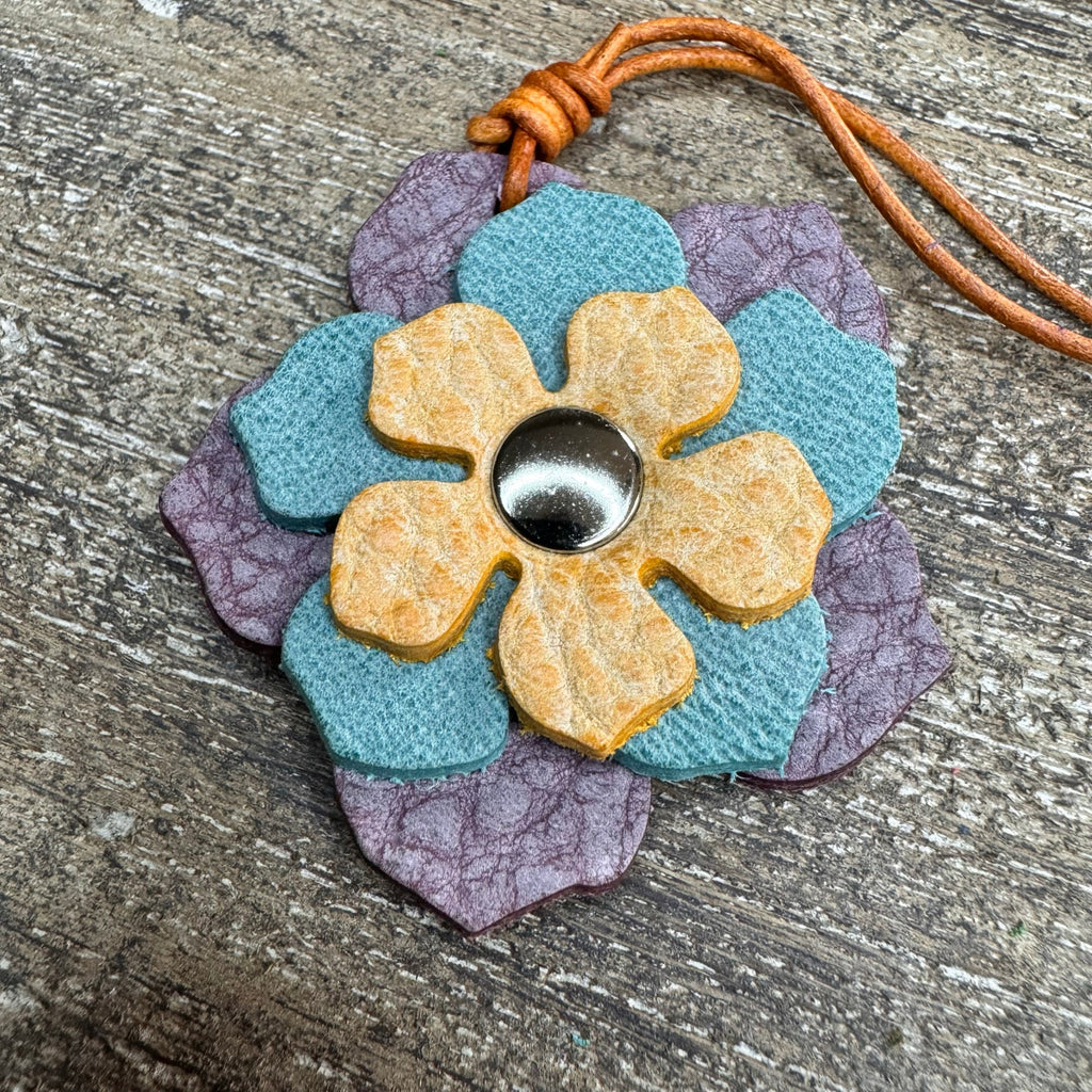 Leather Charm Flower Bag Charm Genuine Leather Purse Keychain NEW FAST SHIP