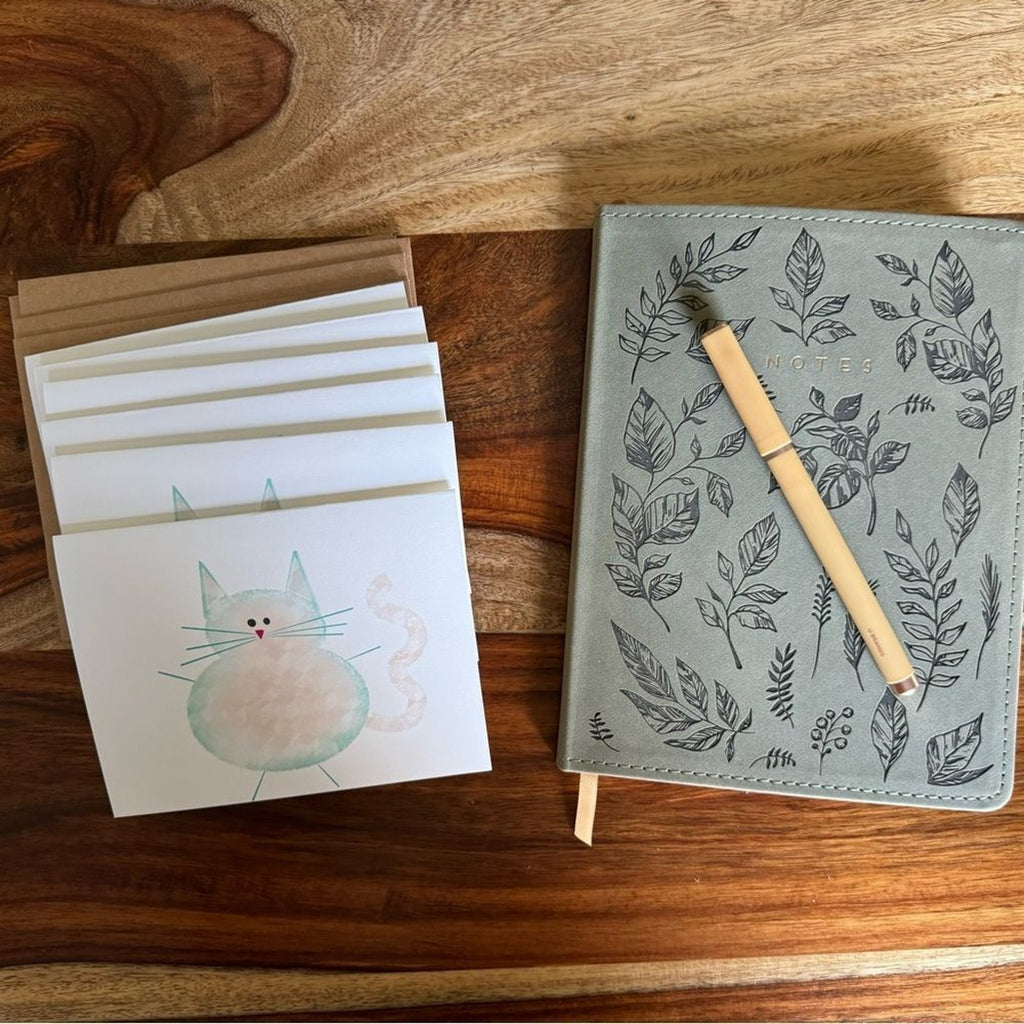 Greeting Cards Set of 6 Cute Cat Lover Cards Stationery Custom Handcrafted Notes