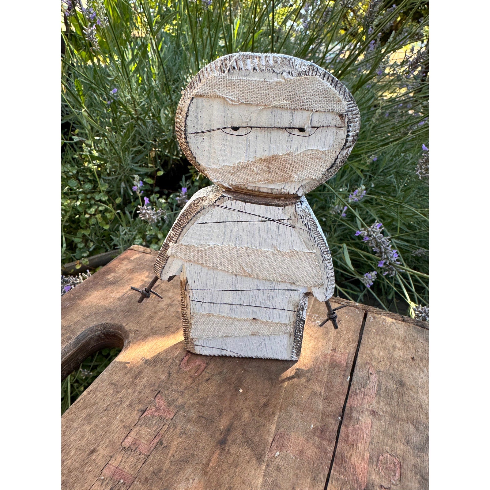 Rustic Halloween Home Decor Sitter Wood Mummy Fall Decoration FAST SHIP NEW