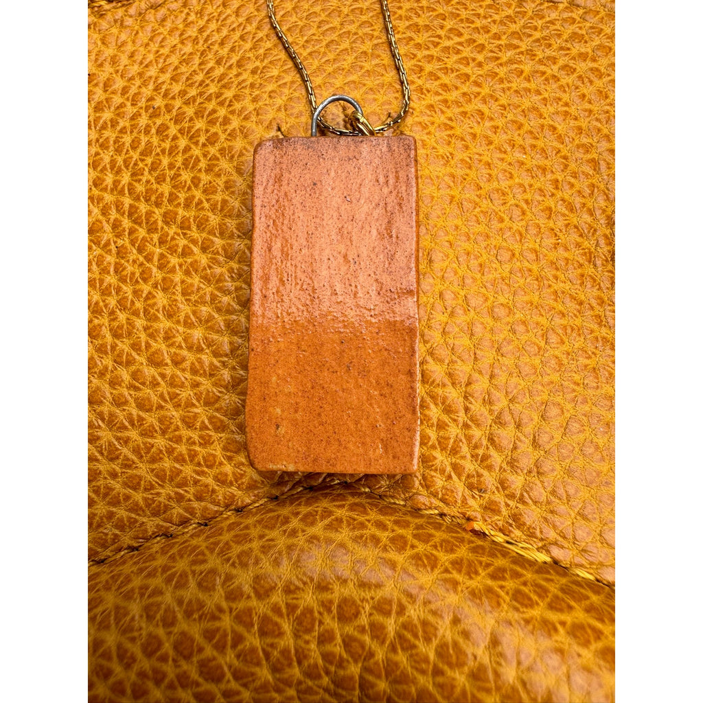 Rectangle Pendant Necklace Ceramic Kiln Fired Handcrafted Pendant Jewelry