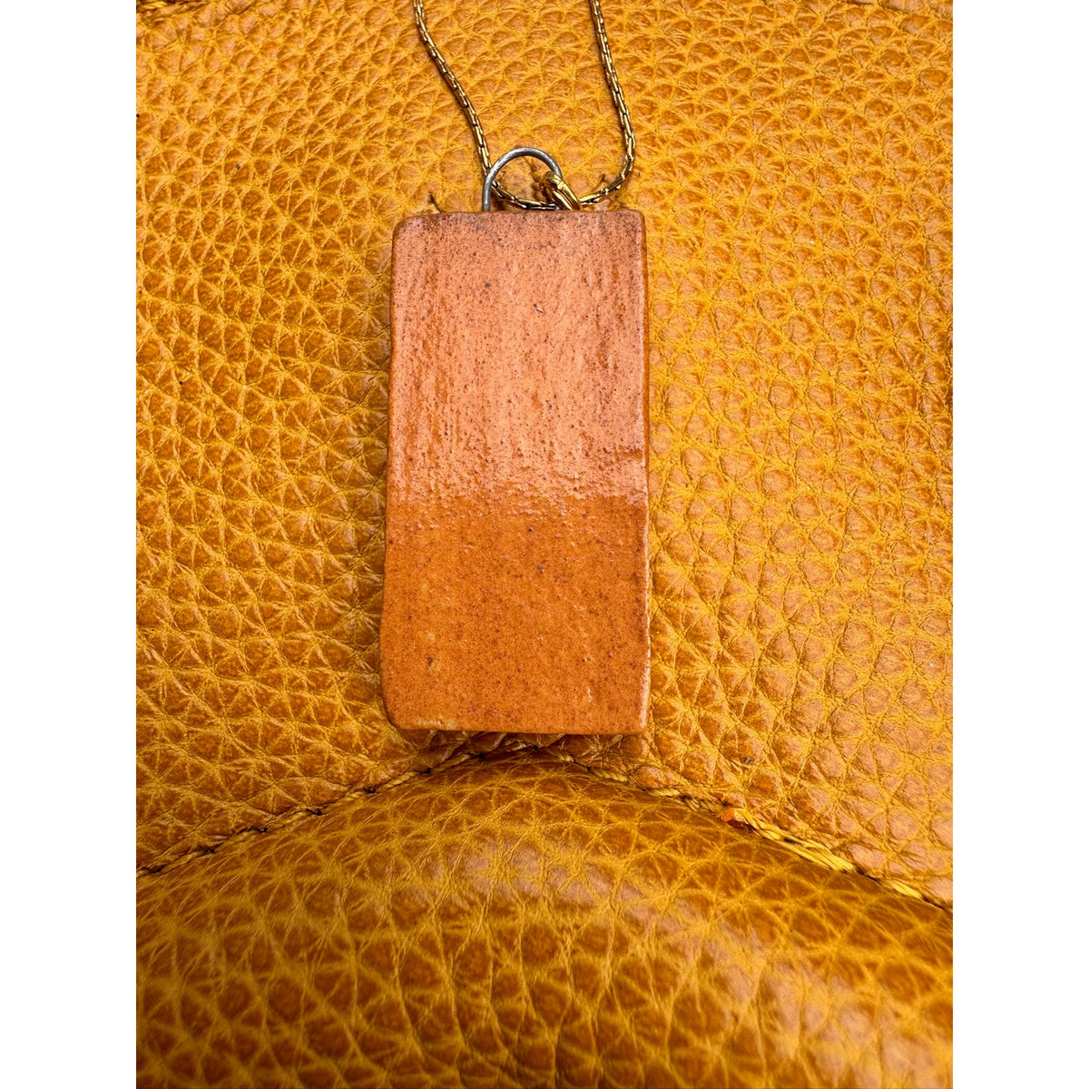 Rectangle Pendant Necklace Ceramic Kiln Fired Handcrafted Pendant Jewelry