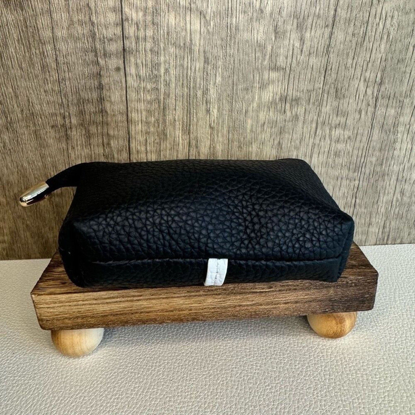 Flower Coin Purse Wallet Black Leather Wallet NEW FAST SHIP Genuine Leather