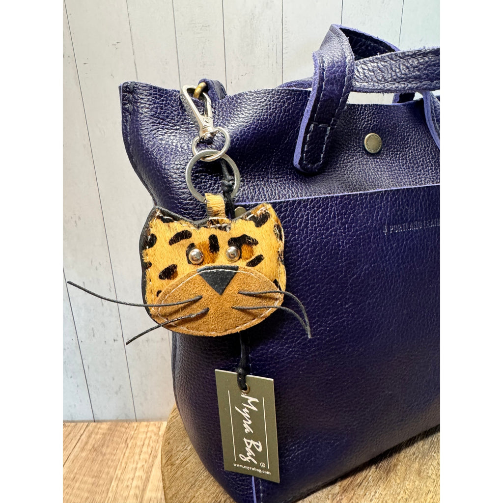 Cute Cat Purse Charm Kitty Cat Lover Genuine Leather Bag Charm
