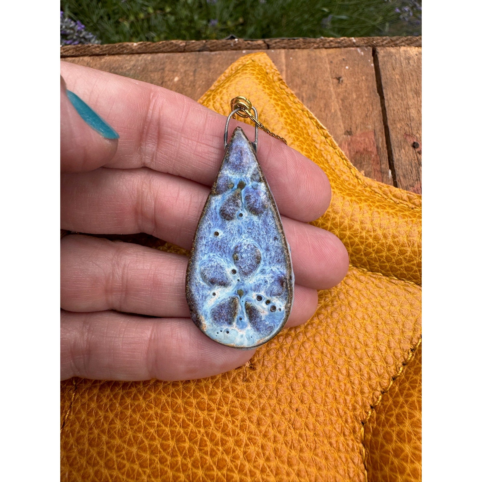 Teardrop Kiln Fired Ceramic Necklace Ceramic Teardrop Pendant Jewelry Necklace