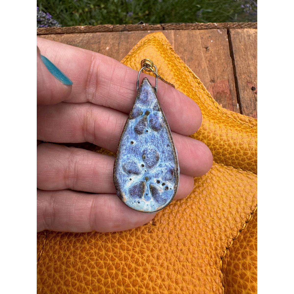 Teardrop Kiln Fired Ceramic Necklace Ceramic Teardrop Pendant Jewelry Necklace