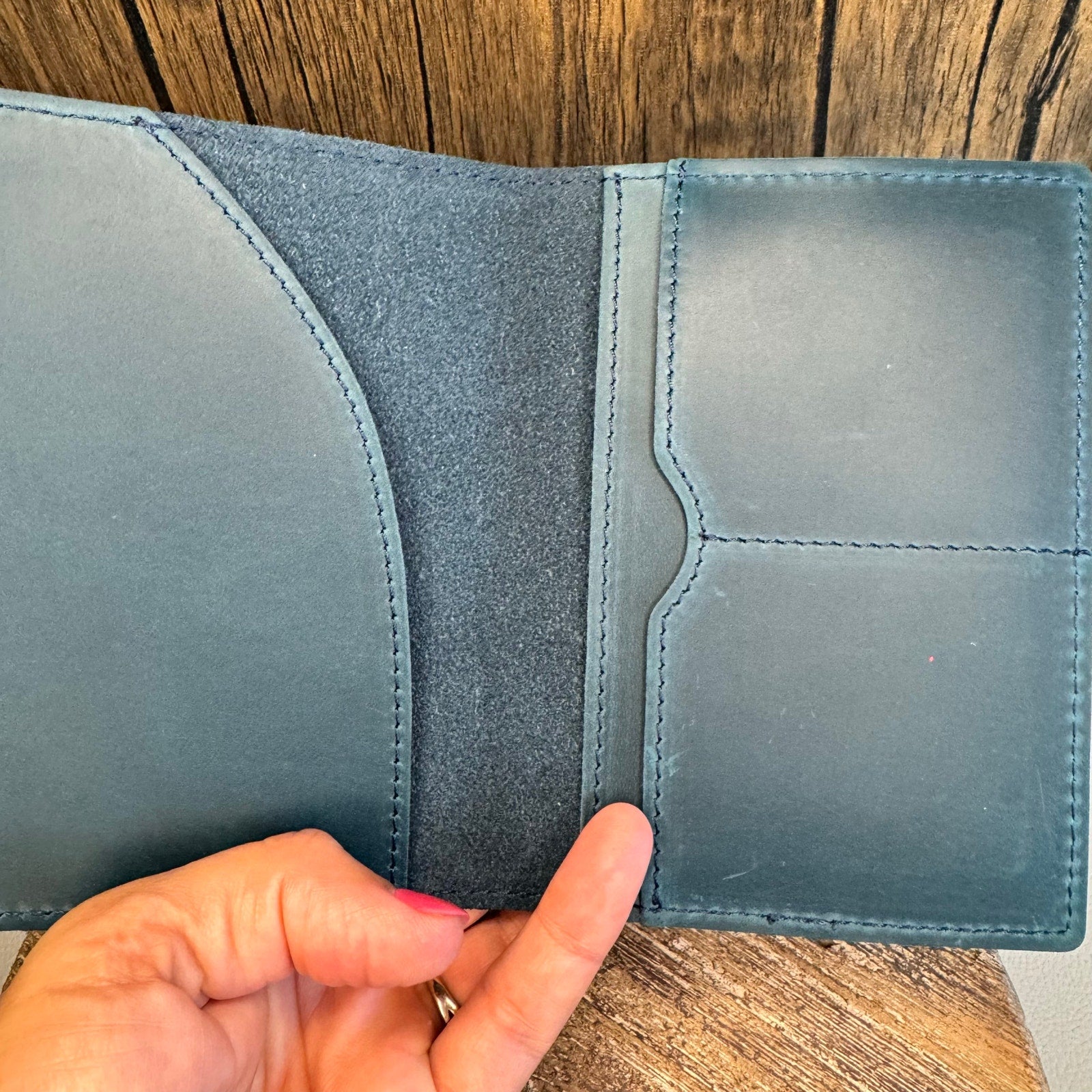 Genuine Leather Passport Holder OCEAN BLUE Passport Wallet NEW FAST SHIP