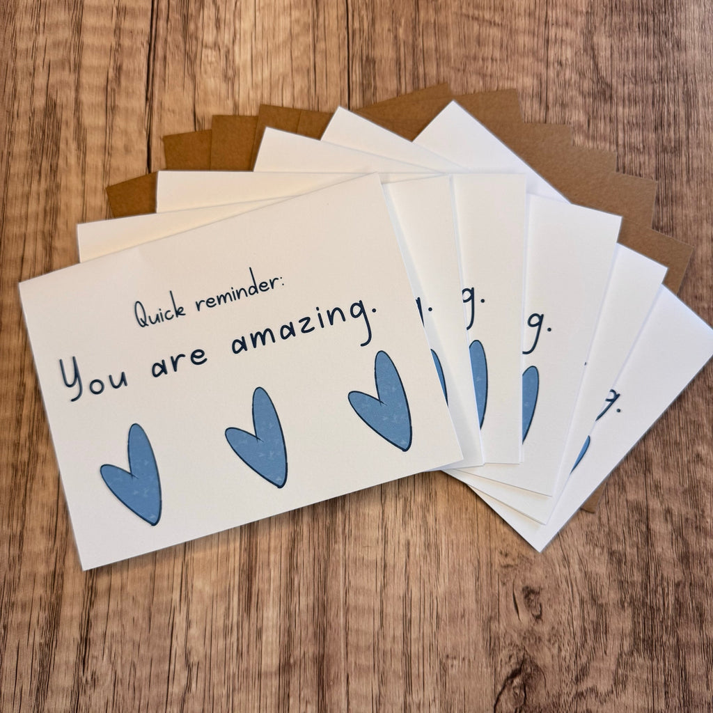 Greeting Cards Blank Notes Blue Heart Encouragement 6 w/Envelopes Custom Art