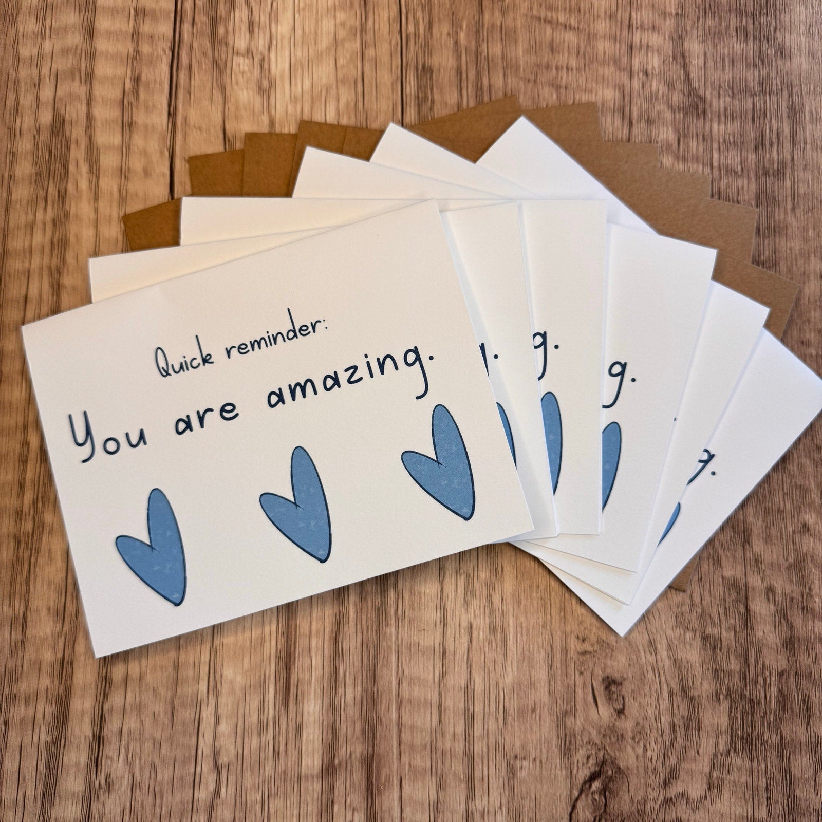 Greeting Cards Blank Notes Blue Heart Encouragement 6 w/Envelopes Custom Art
