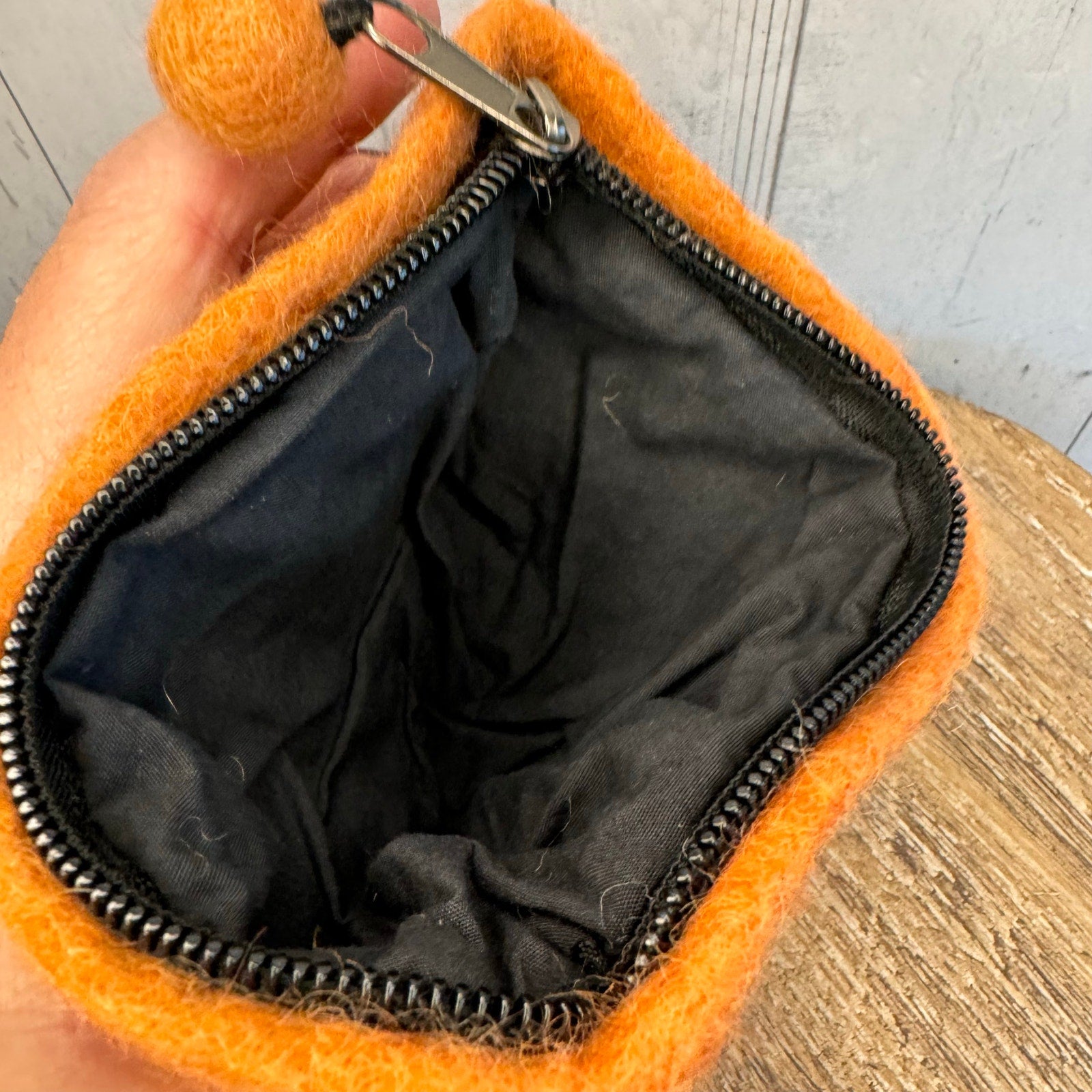 Felted Wool Brown Wallet Pouch Chickadee Bird Lover Makeup Bag New FAST SHIP