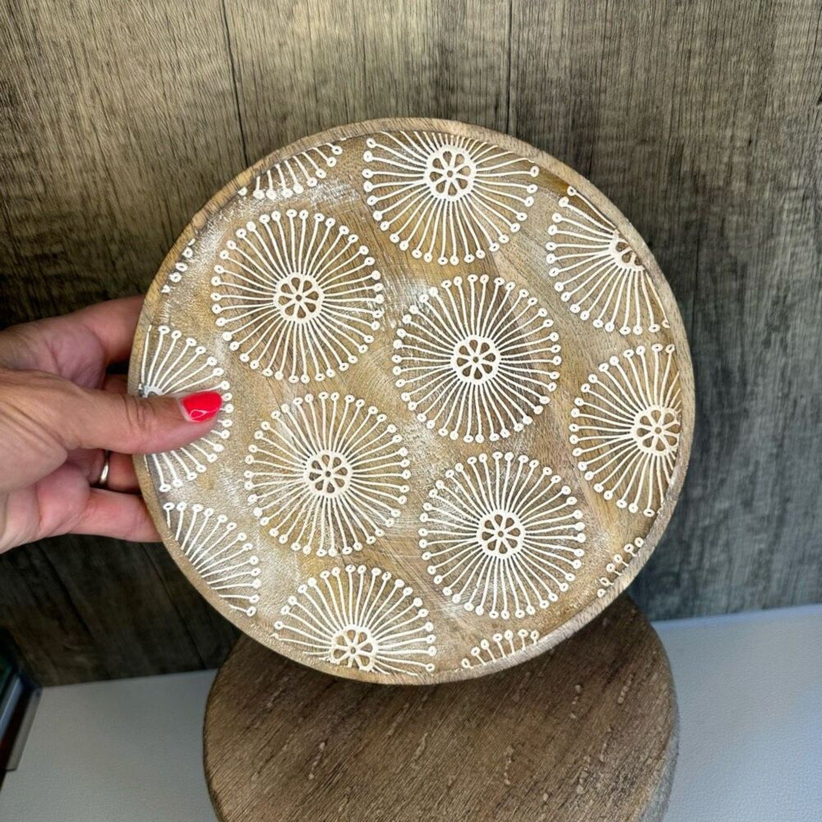 Rustic Candle Plate Mango Wood Plate Home Decor NEW FAST SHIP