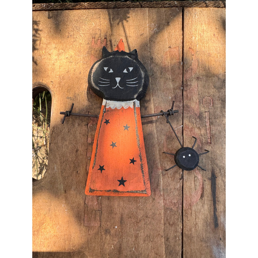 Rustic Halloween Home Decor Sitter Wood Black Cat Fall Autumn FAST SHIP NEW