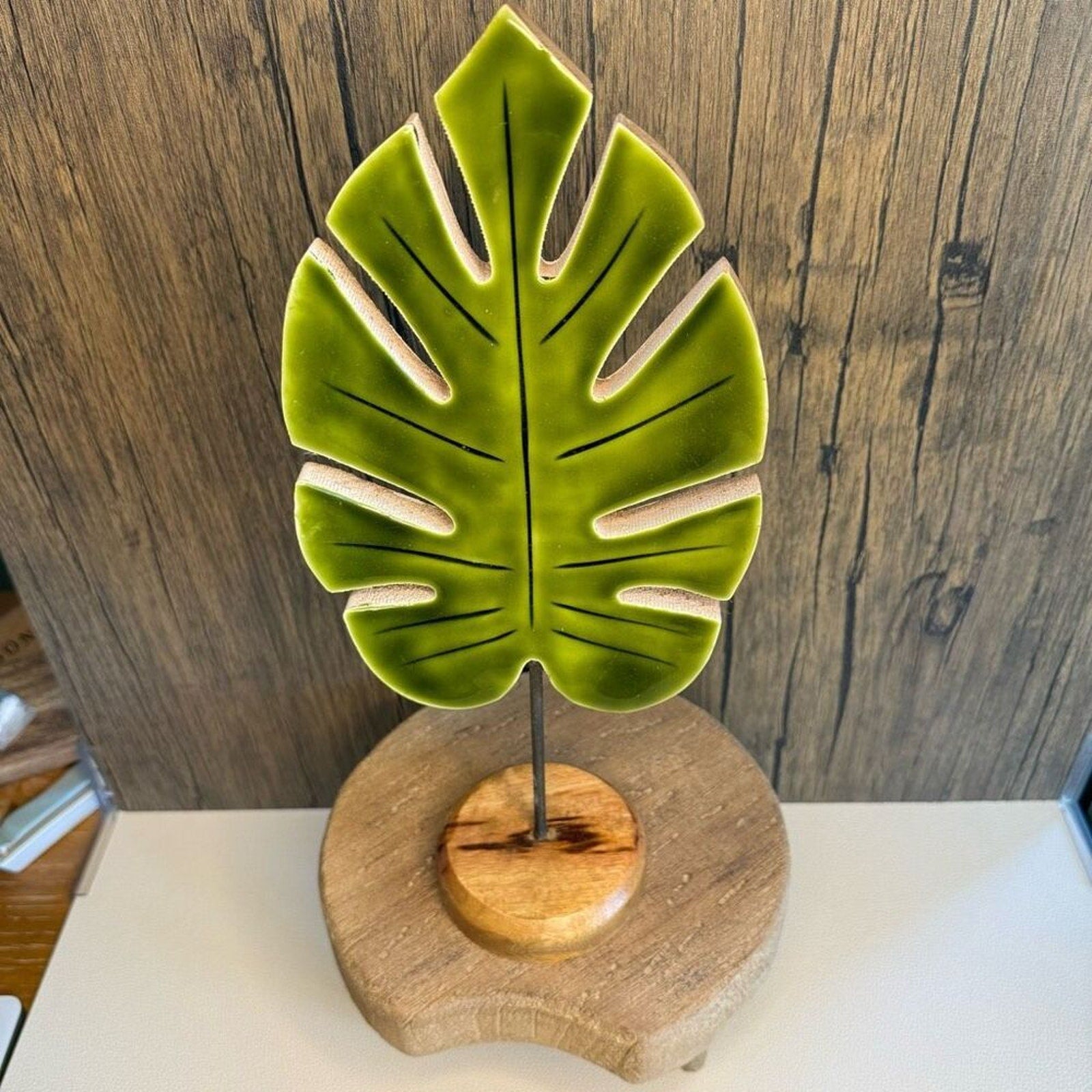 Home Decor Mango Wood Monstera Plant LARGE Sitter NEW FAST SHIP
