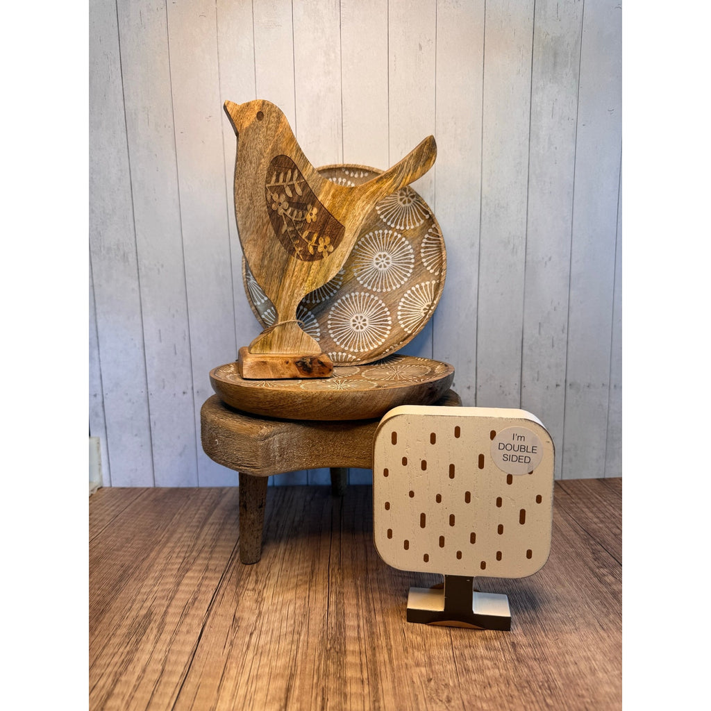 2 Rustic Candle Plate Mango Wood Plate 1 Tree 1 
Bird Home Decor NEW FAST SHIP