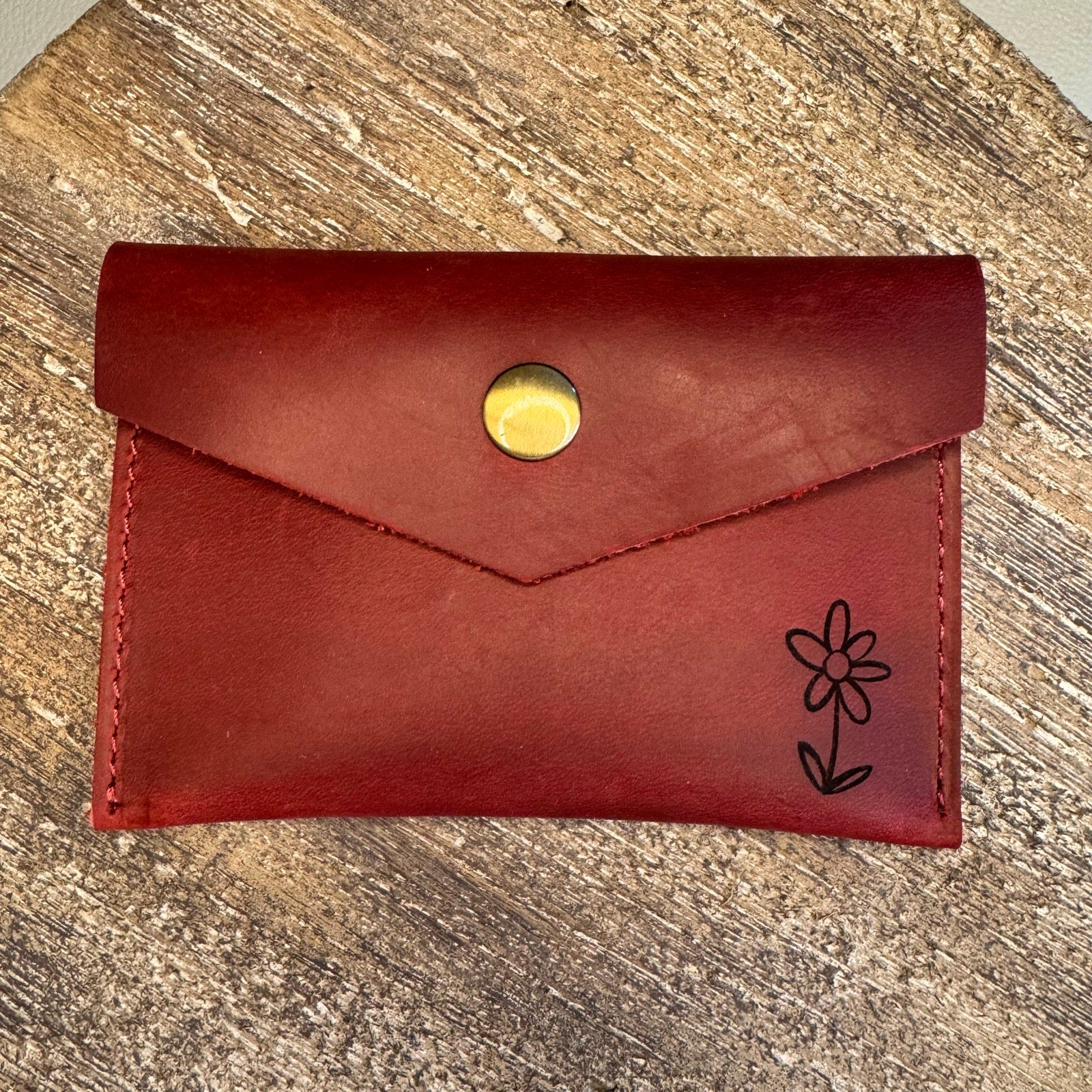 Genuine Leather Wallet DEEP RED Credit Card Holder Wallet NEW FAST SHIP