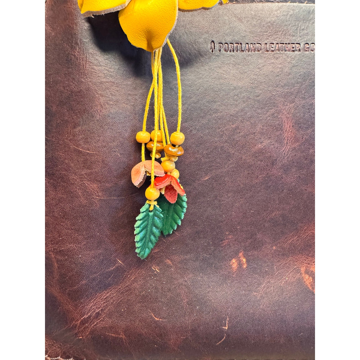 Genuine Leather Yellow Flower Bag Charm