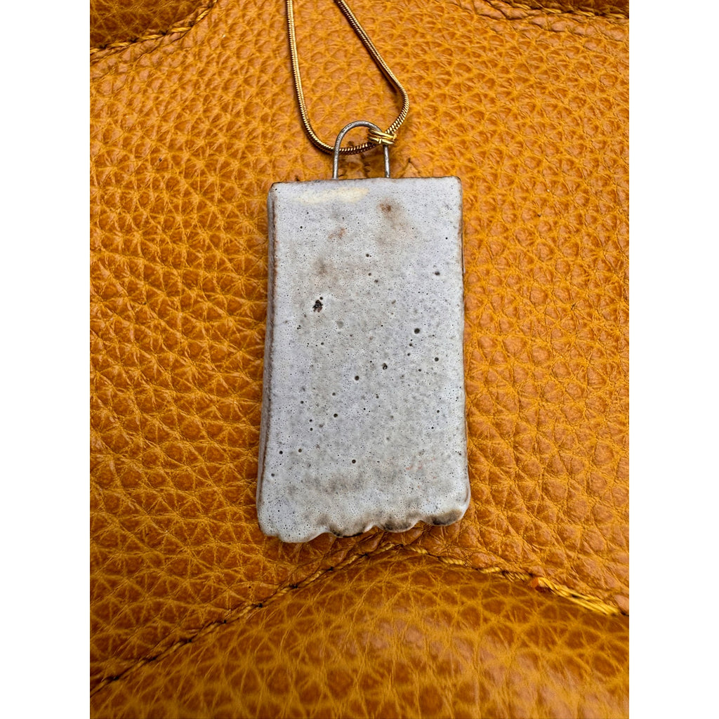 Kiln Fired Ceramic Necklace Ceramic Rectangle Pendant Handcrafted Jewelry