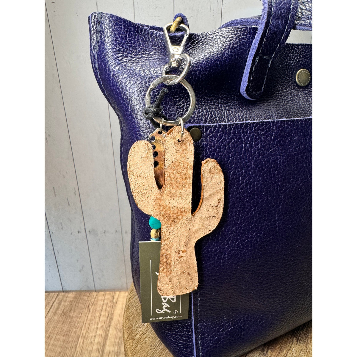 Cute Cactus Purse Charm Western Cactus Genuine Leather Bag Charm