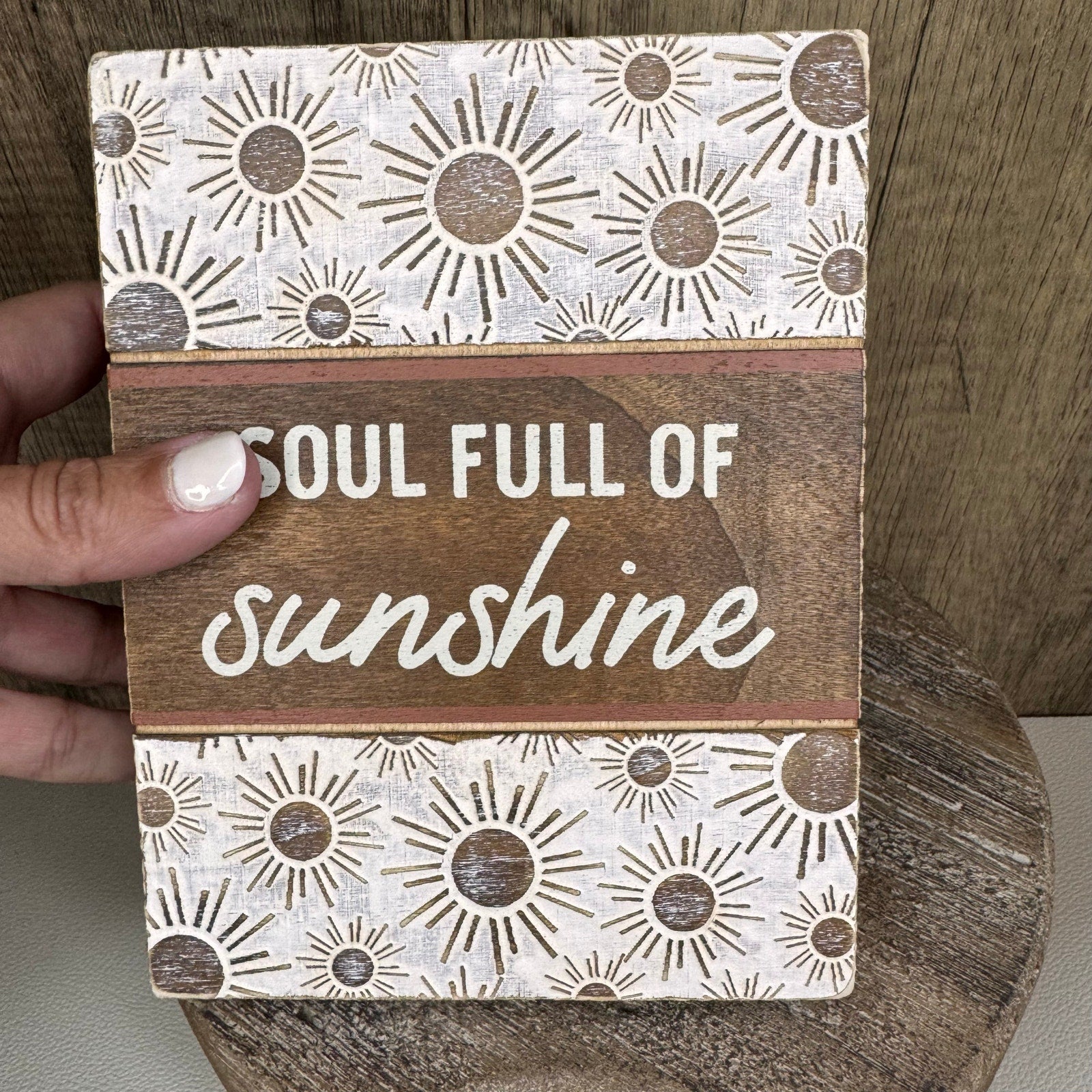 Rustic Home Neutral Wood Sign Love Home Decor Flowers Boho Home FAST SHIP NEW