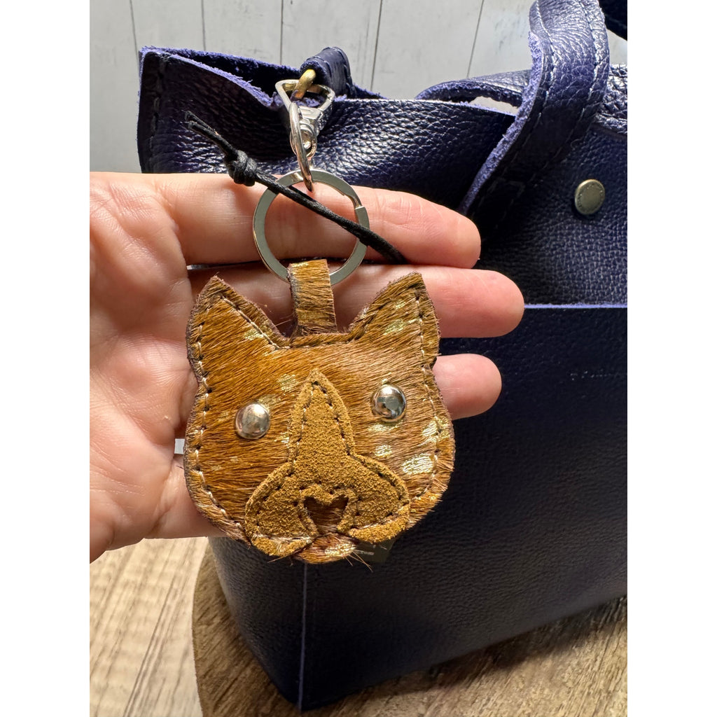 Cute Dog Purse Charm French Bulldog Light Brown Genuine Leather Bag Charm