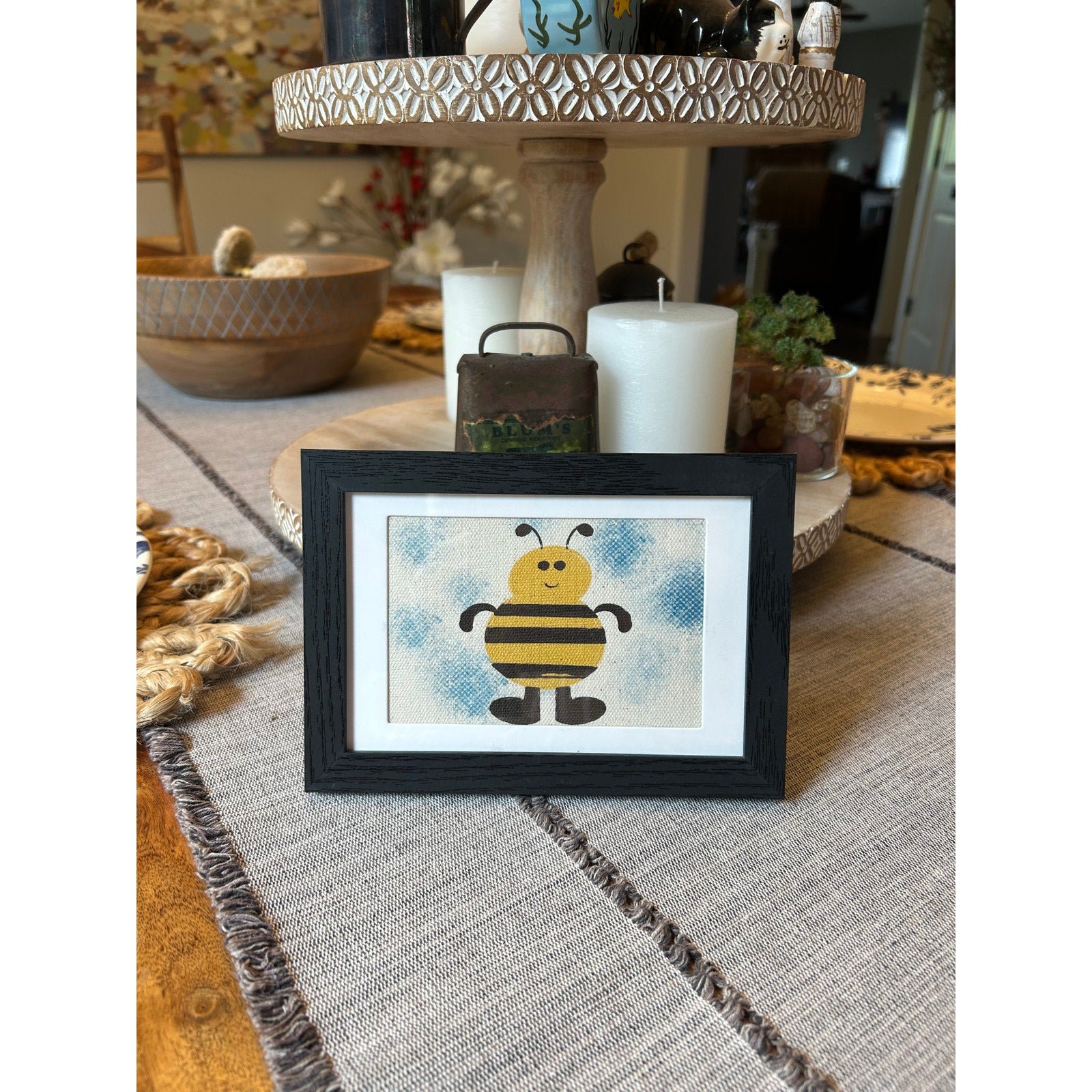 Bumblebee Art Bee Lover Mini Picture Frame Original Honey Desk Wall Art Decor