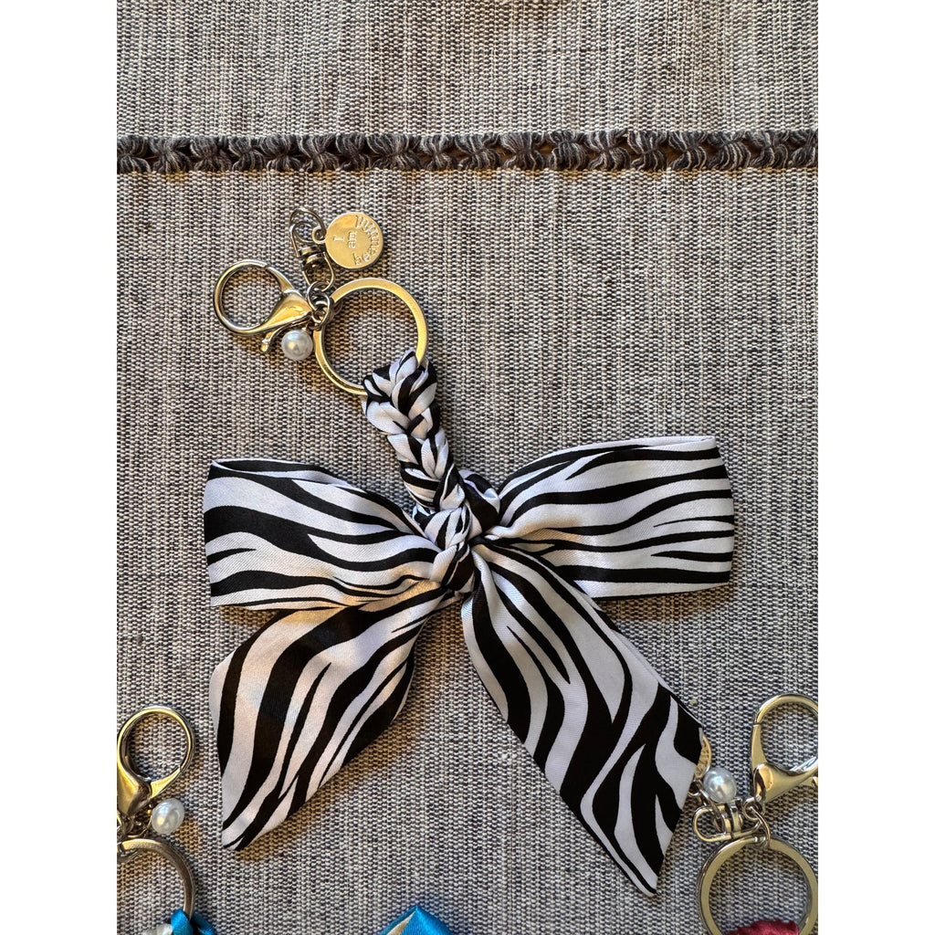3 Bow Bag Charms Floral Purse Charm Colorful Bows Keychain Purse Accessory